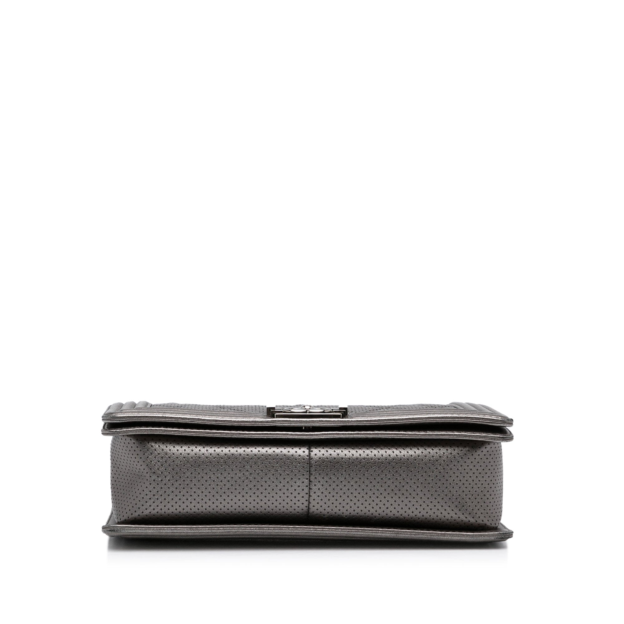 Chanel Medium Quilted Perforated Metallic Lambskin Boy Flap - image 5