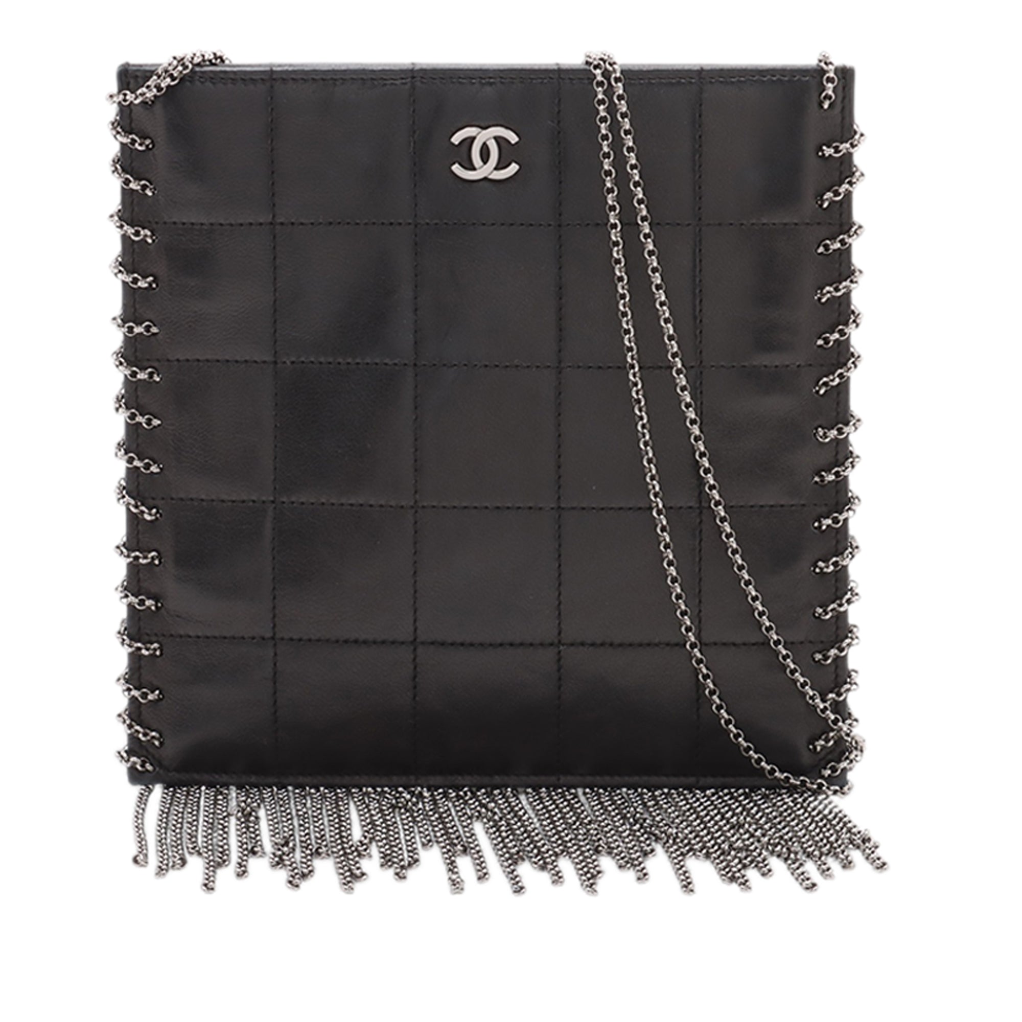 Chanel CC Choco Bar Lambskin Chain Fringe Crossbody - image 1