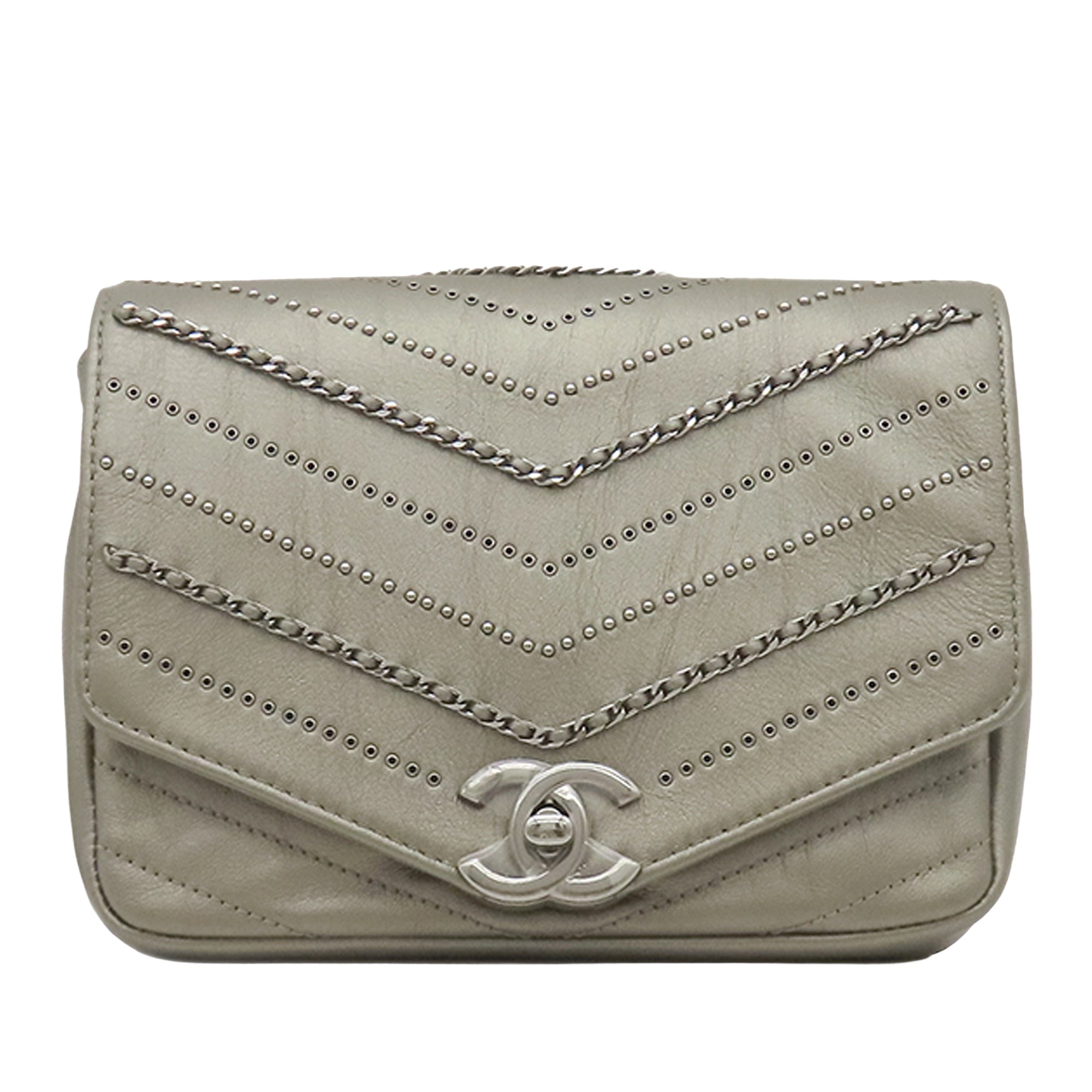 Chanel Small Chevron Calfskin Embellished Data Center Envelope Flap - image 1