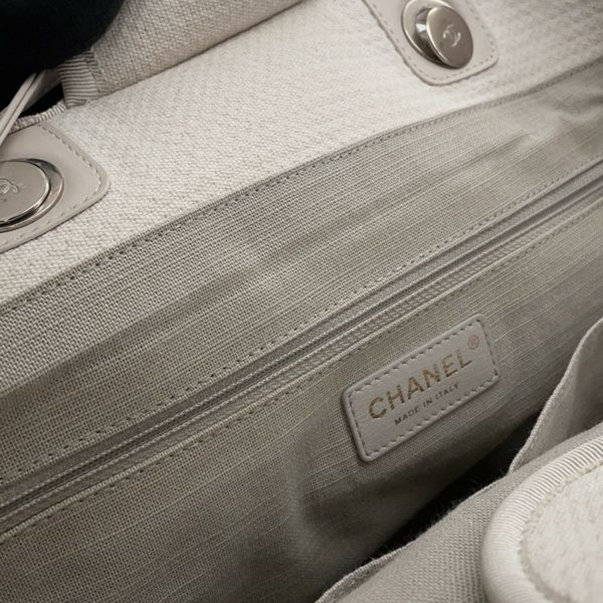 Chanel Medium Canvas Square Stitch Deauville Tote - image 6