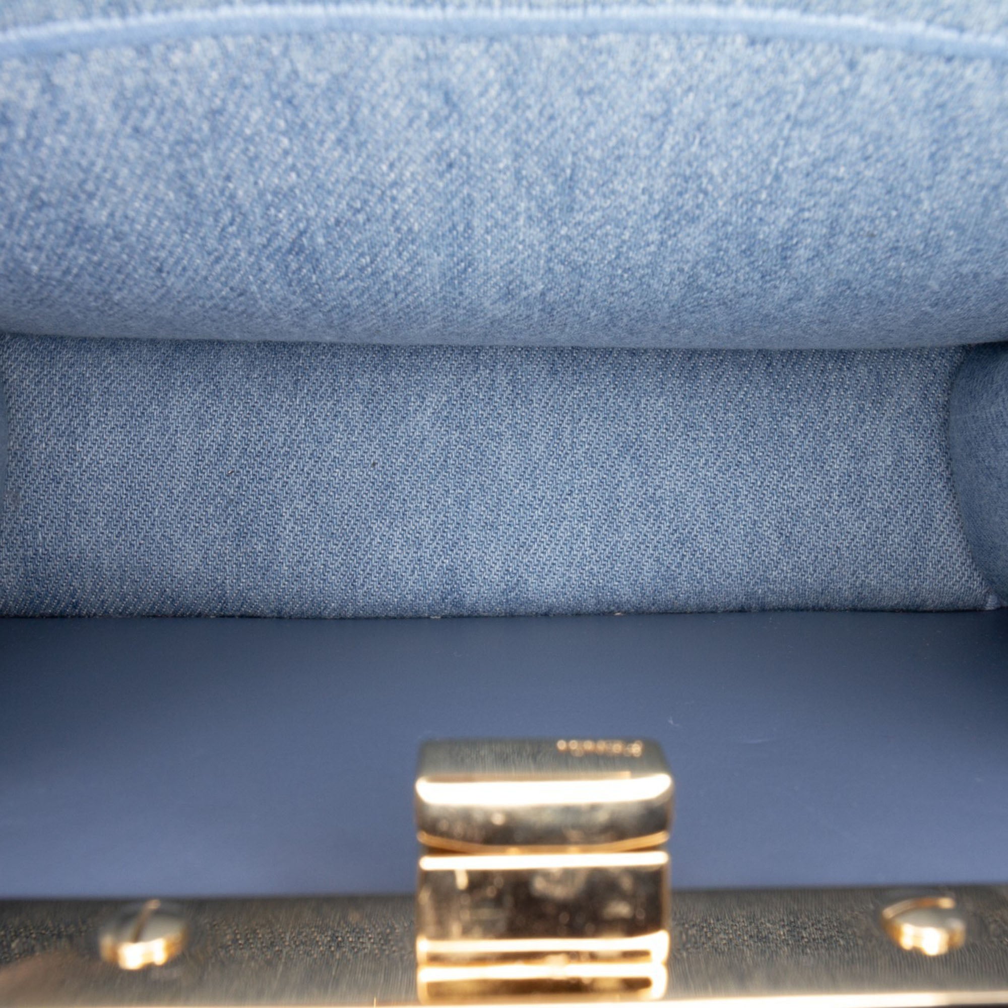 Fendi Petite Embroidered Denim Peekaboo ISeeU Satchel - image 4