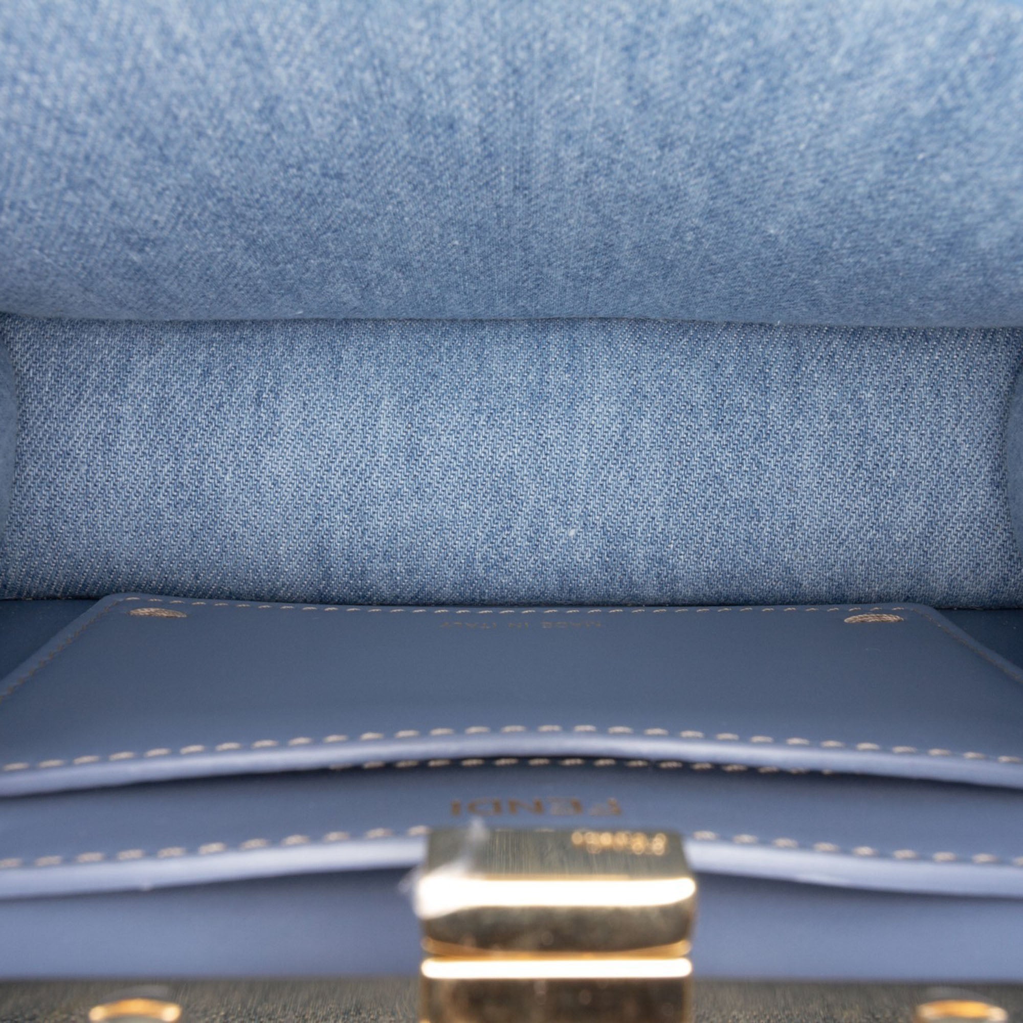 Fendi Petite Embroidered Denim Peekaboo ISeeU Satchel - image 5