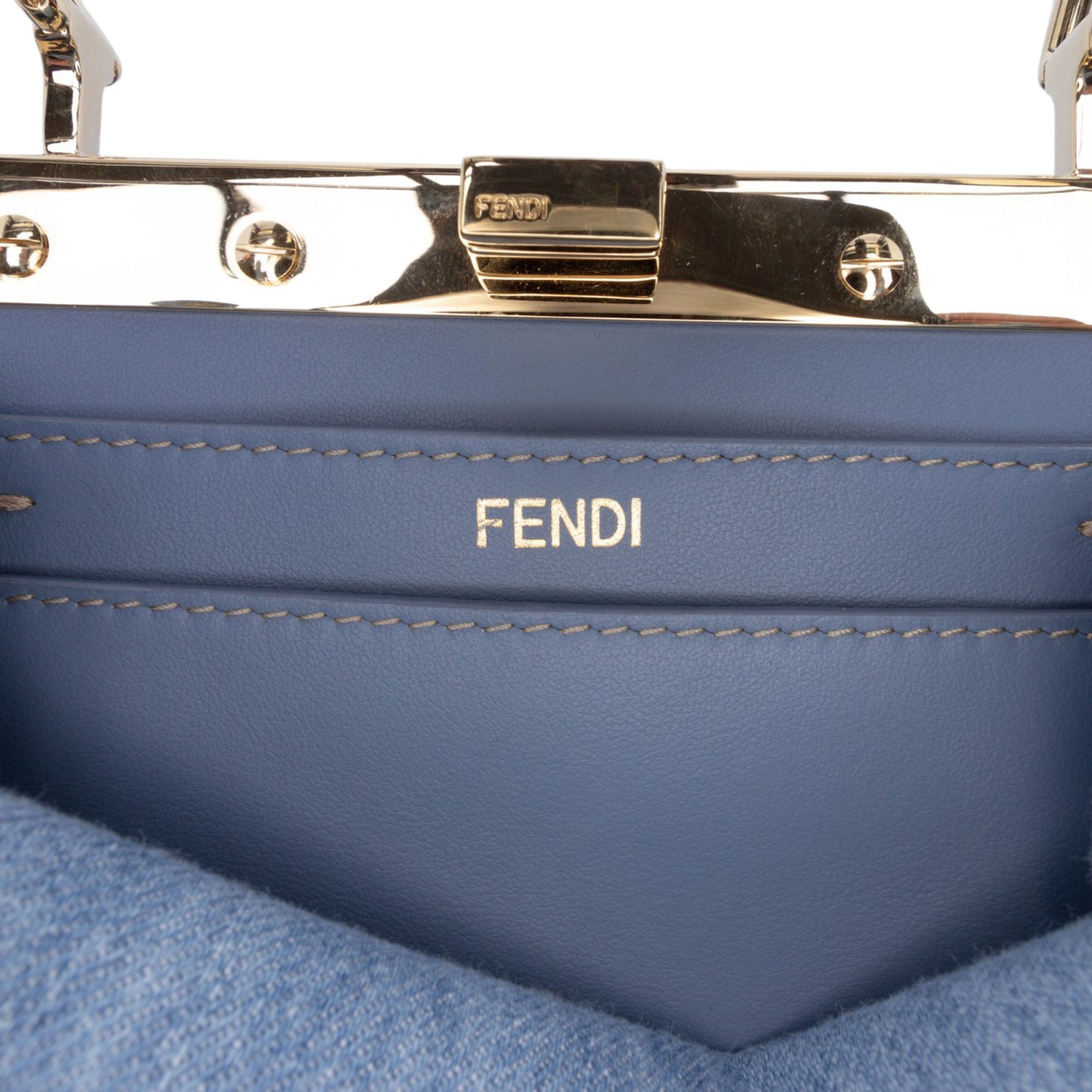Fendi Petite Embroidered Denim Peekaboo ISeeU Satchel - image 6