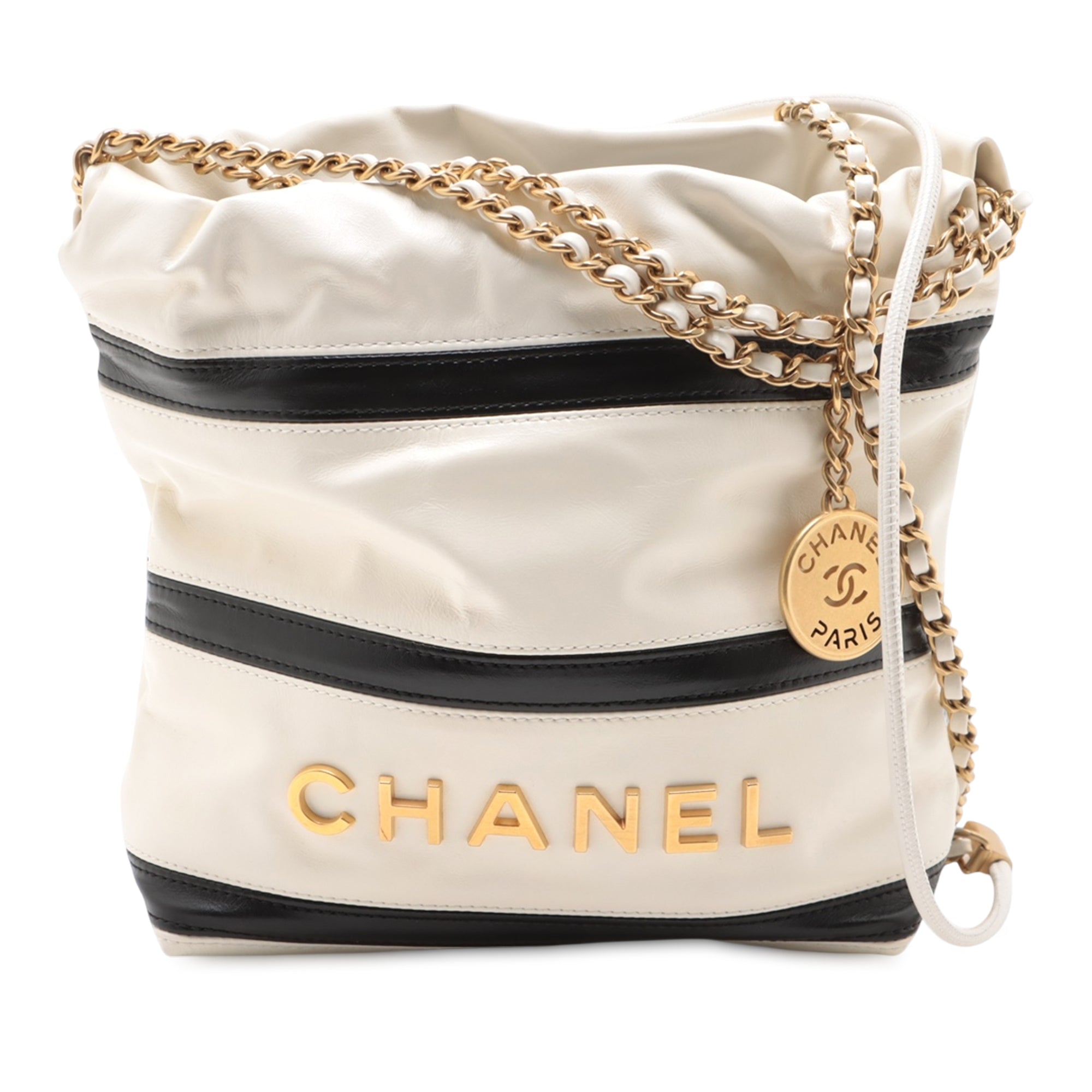 Chanel Mini Shiny Calfskin Striped 22 Handbag - image 1