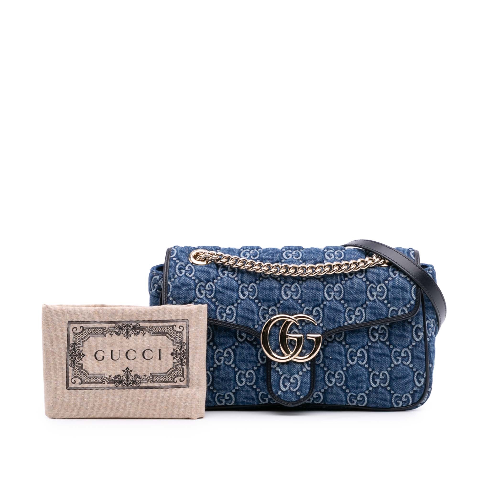 Gucci Medium GG Marmont Matelasse Denim Shoulder Bag - image 12