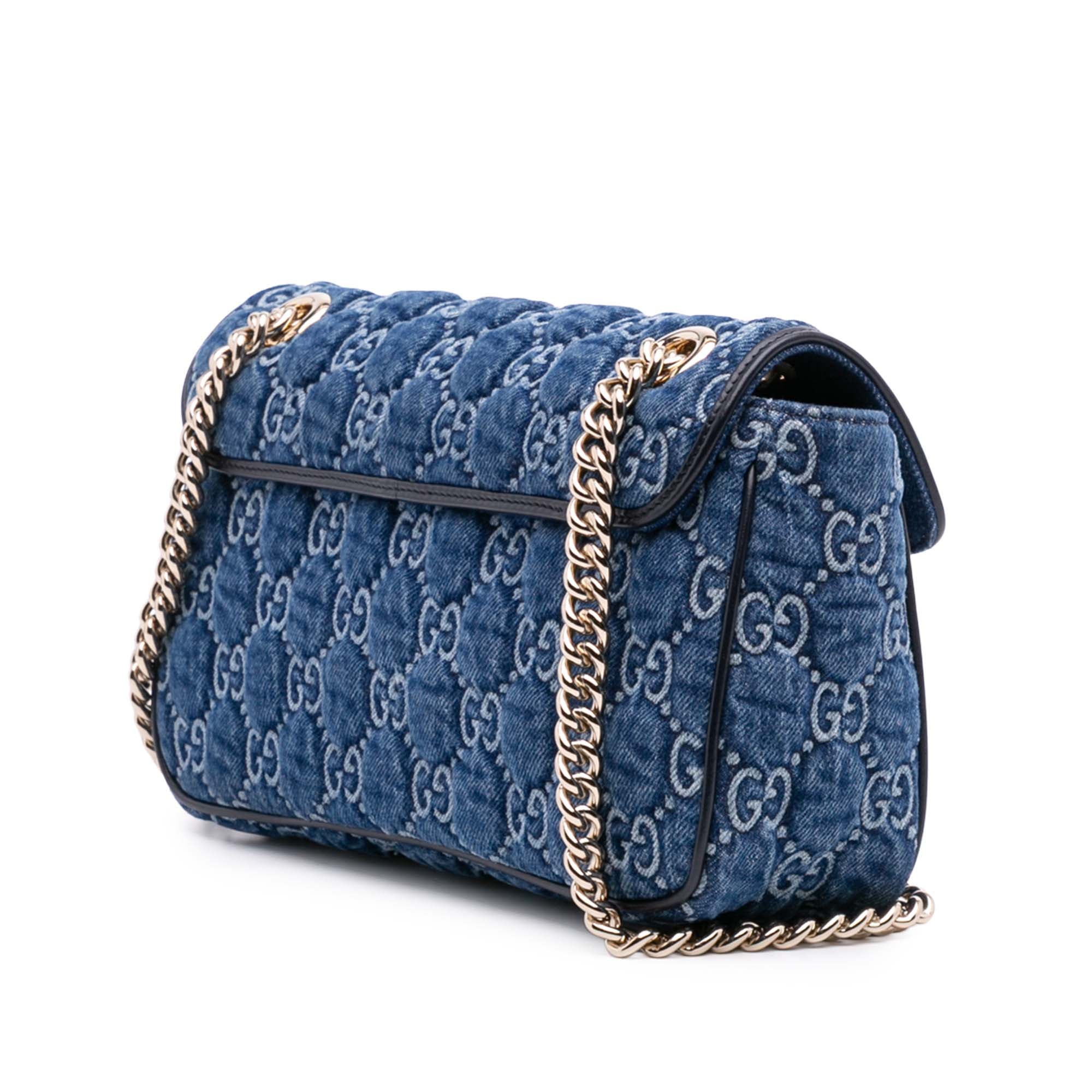Gucci Medium GG Marmont Matelasse Denim Shoulder Bag - image 2