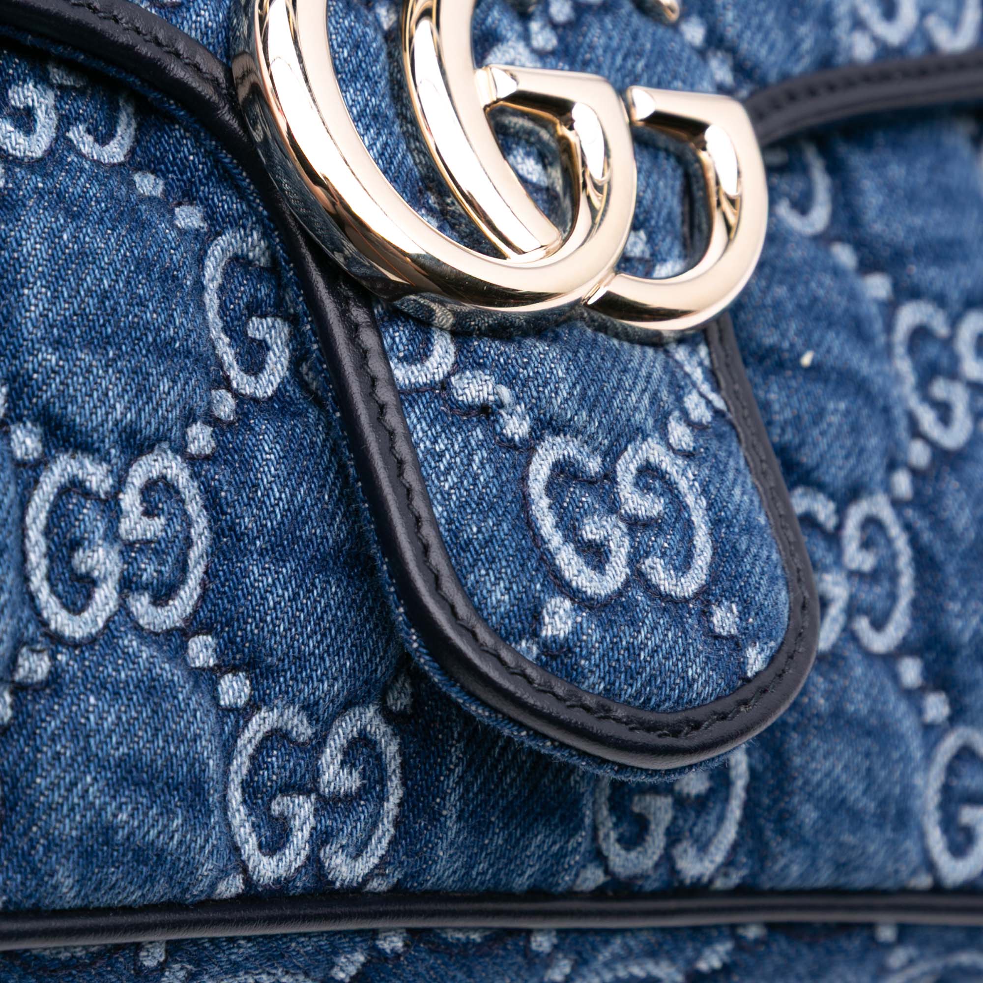Gucci Medium GG Marmont Matelasse Denim Shoulder Bag - image 8