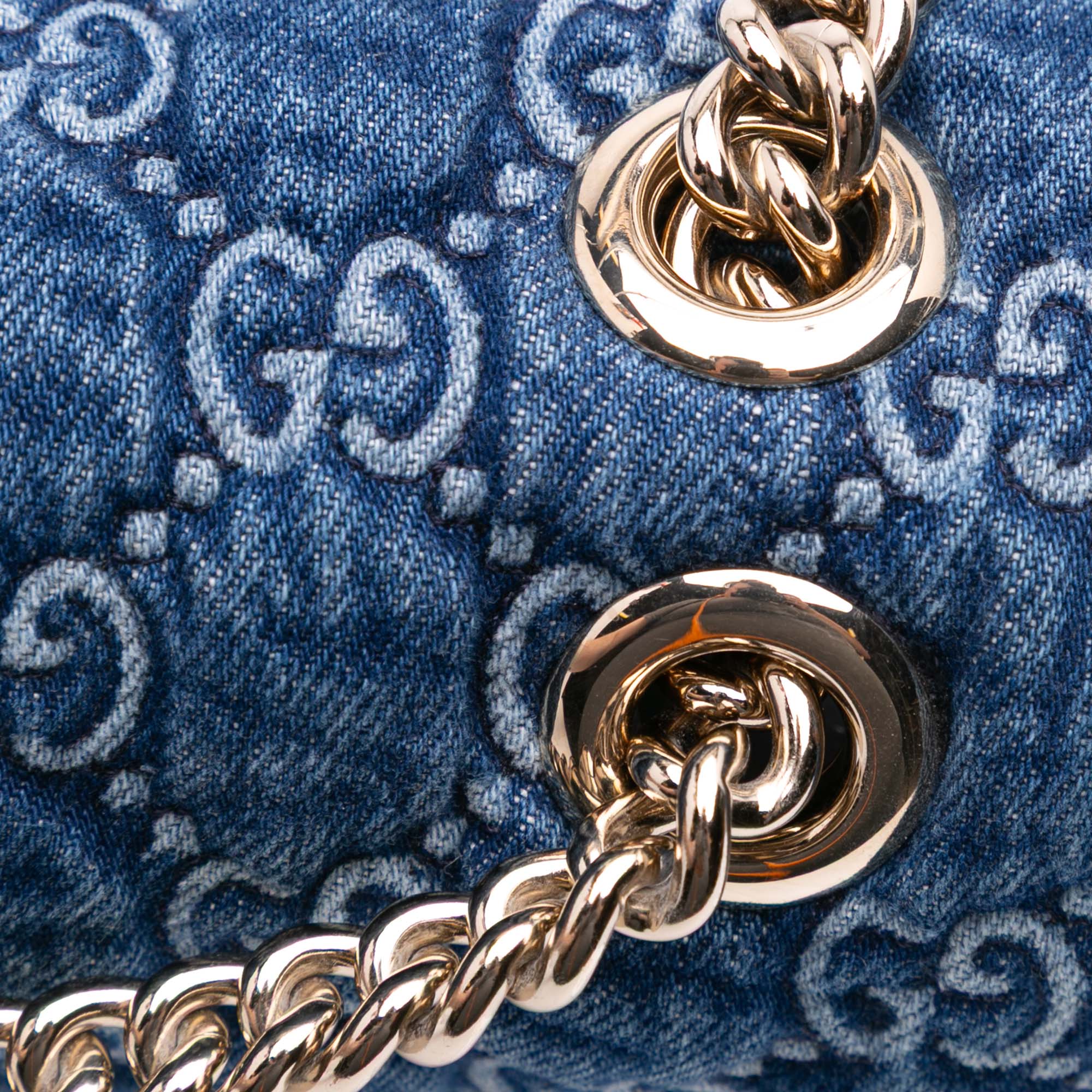 Gucci Medium GG Marmont Matelasse Denim Shoulder Bag - image 9