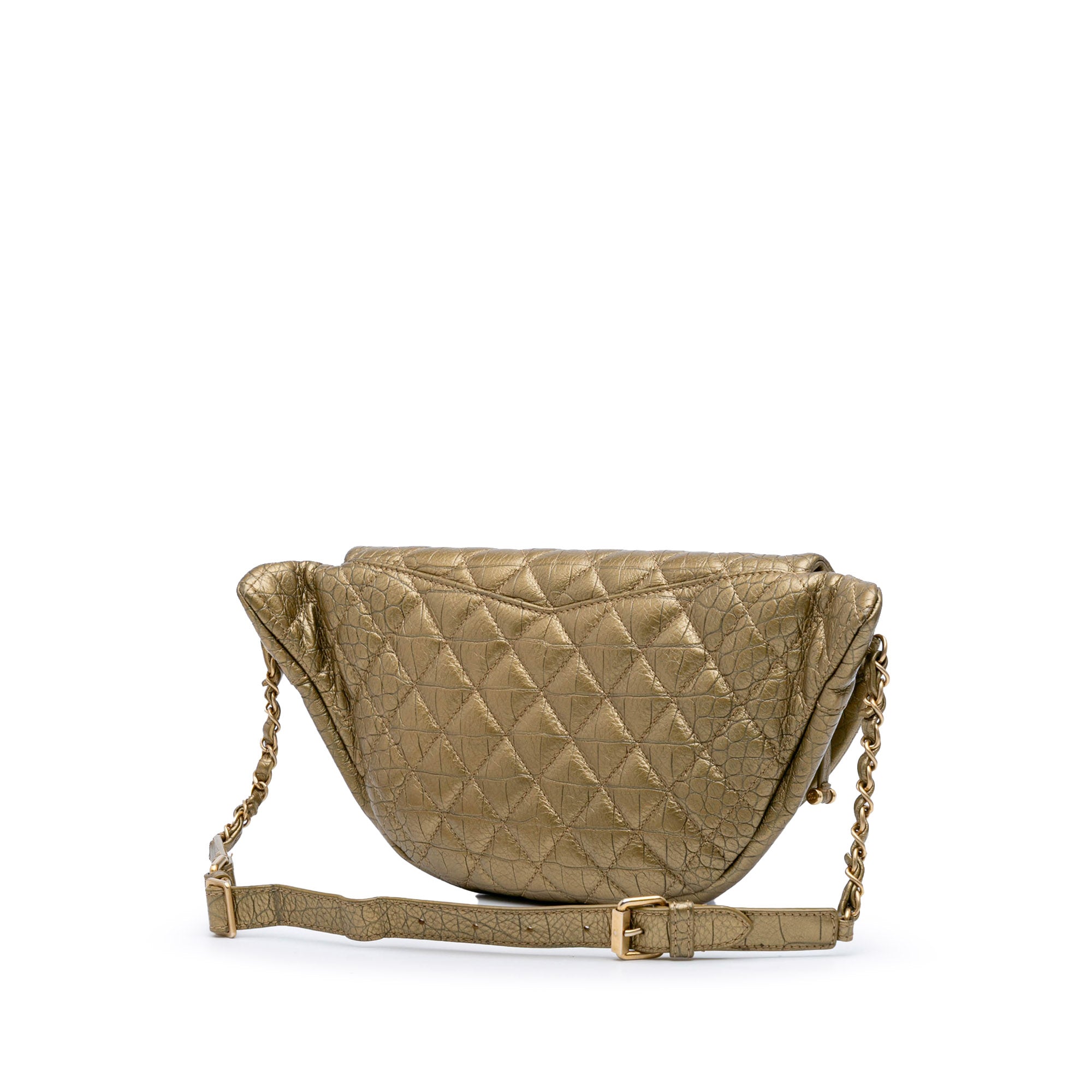 Chanel Quilted Croc Embossed Metallic Calfskin Easy Trip Belt Bag - image 2