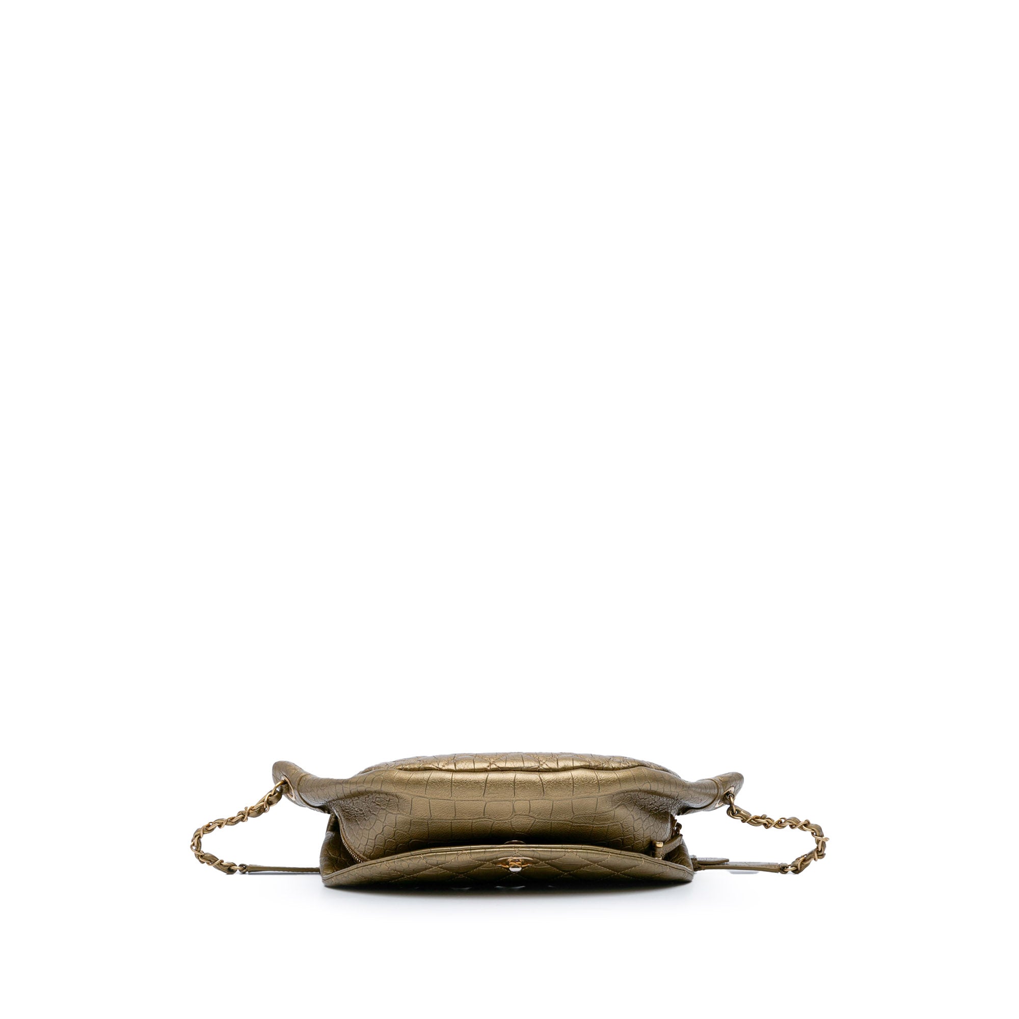 Chanel Quilted Croc Embossed Metallic Calfskin Easy Trip Belt Bag - image 3