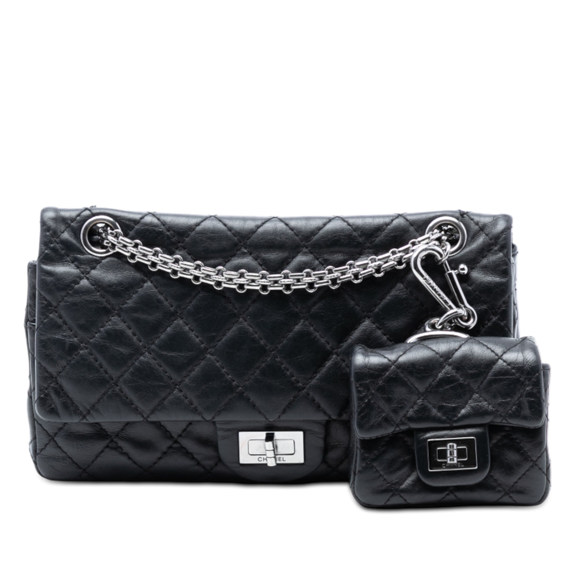Chanel Quilted Aged Calfskin Reissue 2.55 Double Flap 225 with Mini Pouch - image 1