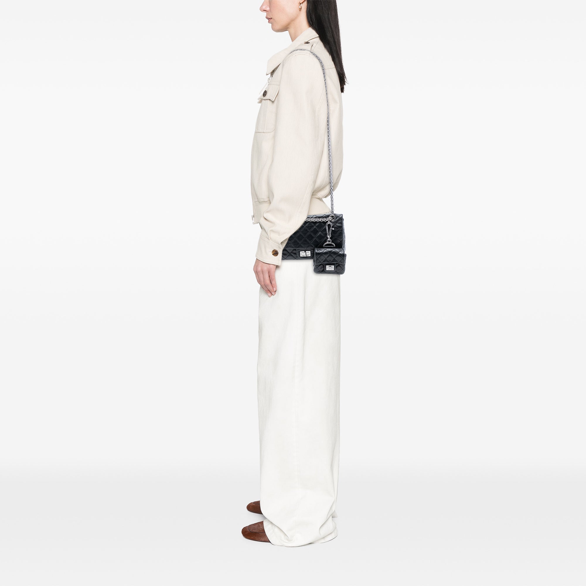 Chanel Quilted Aged Calfskin Reissue 2.55 Double Flap 225 with Mini Pouch - image 7
