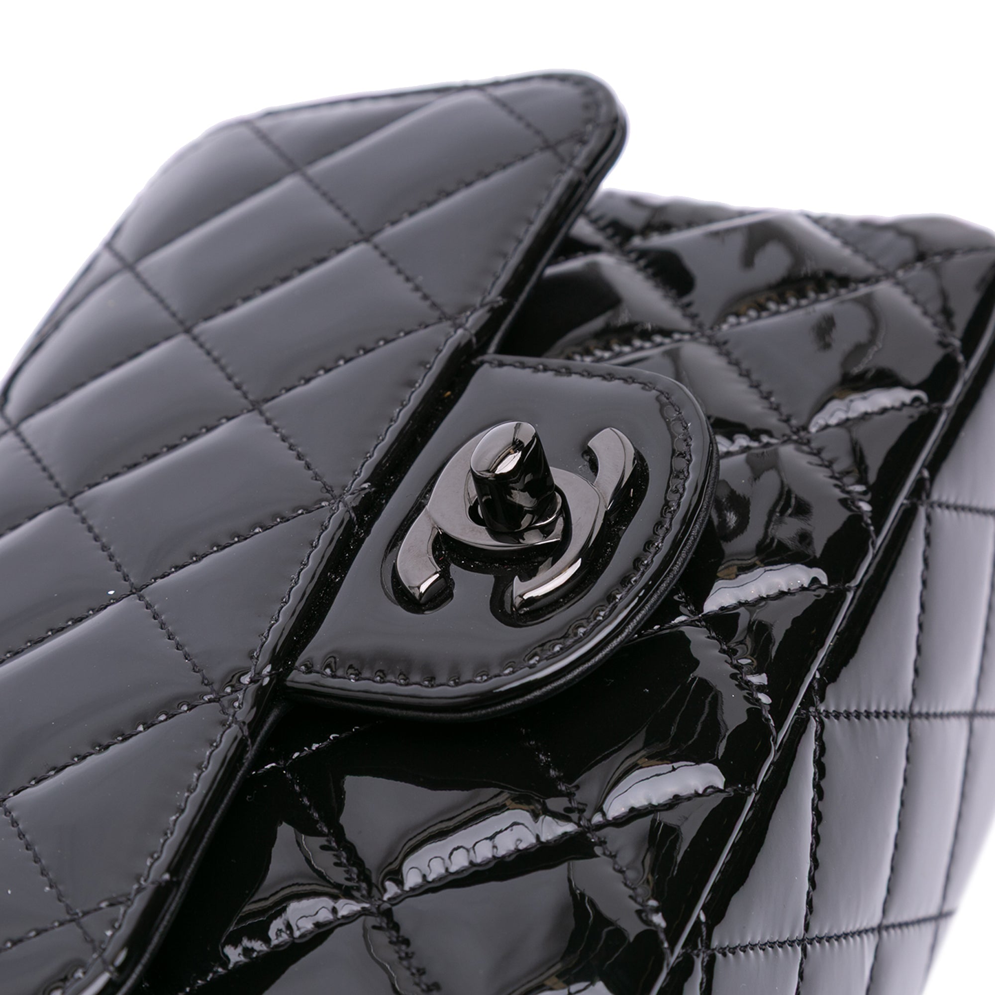 Chanel Mini Square Classic Patent So Black Single Flap - image 7