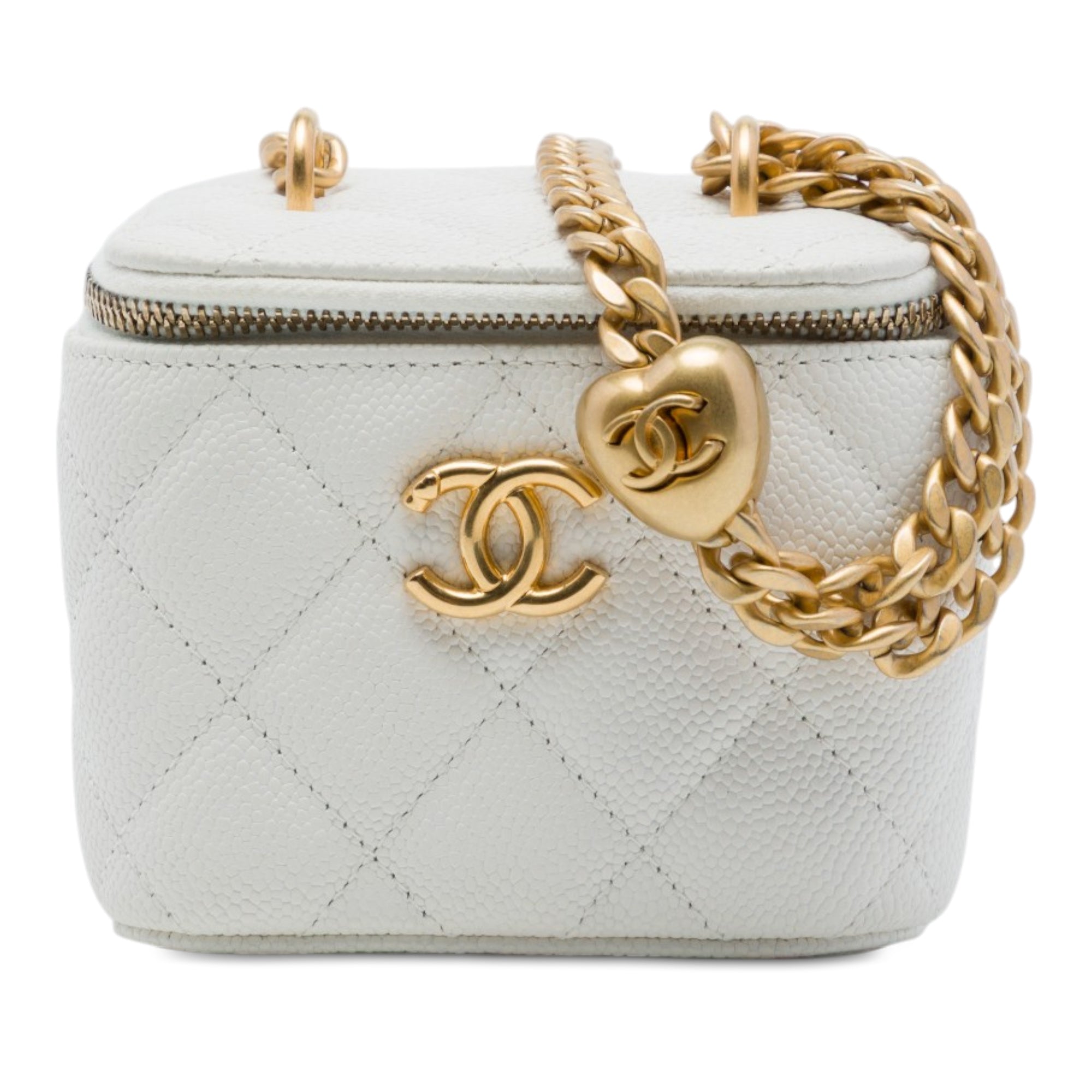 Chanel Mini Quilted Caviar CC Sweetheart Vanity Case with Chain - image 1