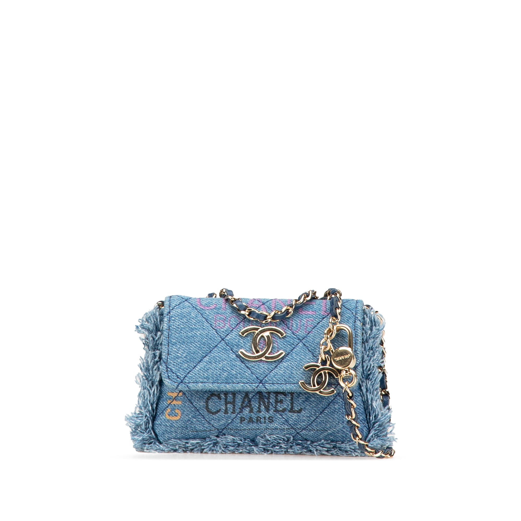 Chanel Mini Denim Mood Clutch with Chain - image 1