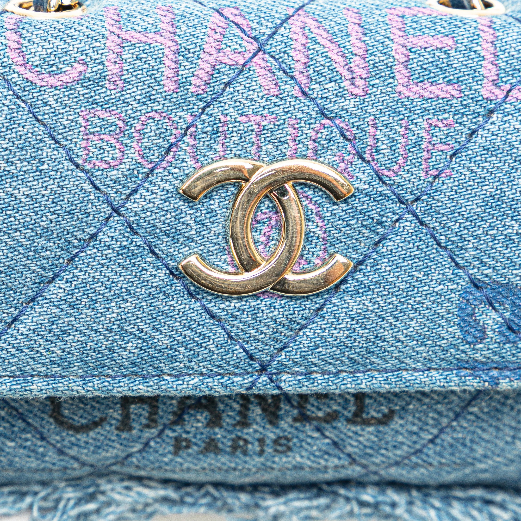 Chanel Mini Denim Mood Clutch with Chain - image 8