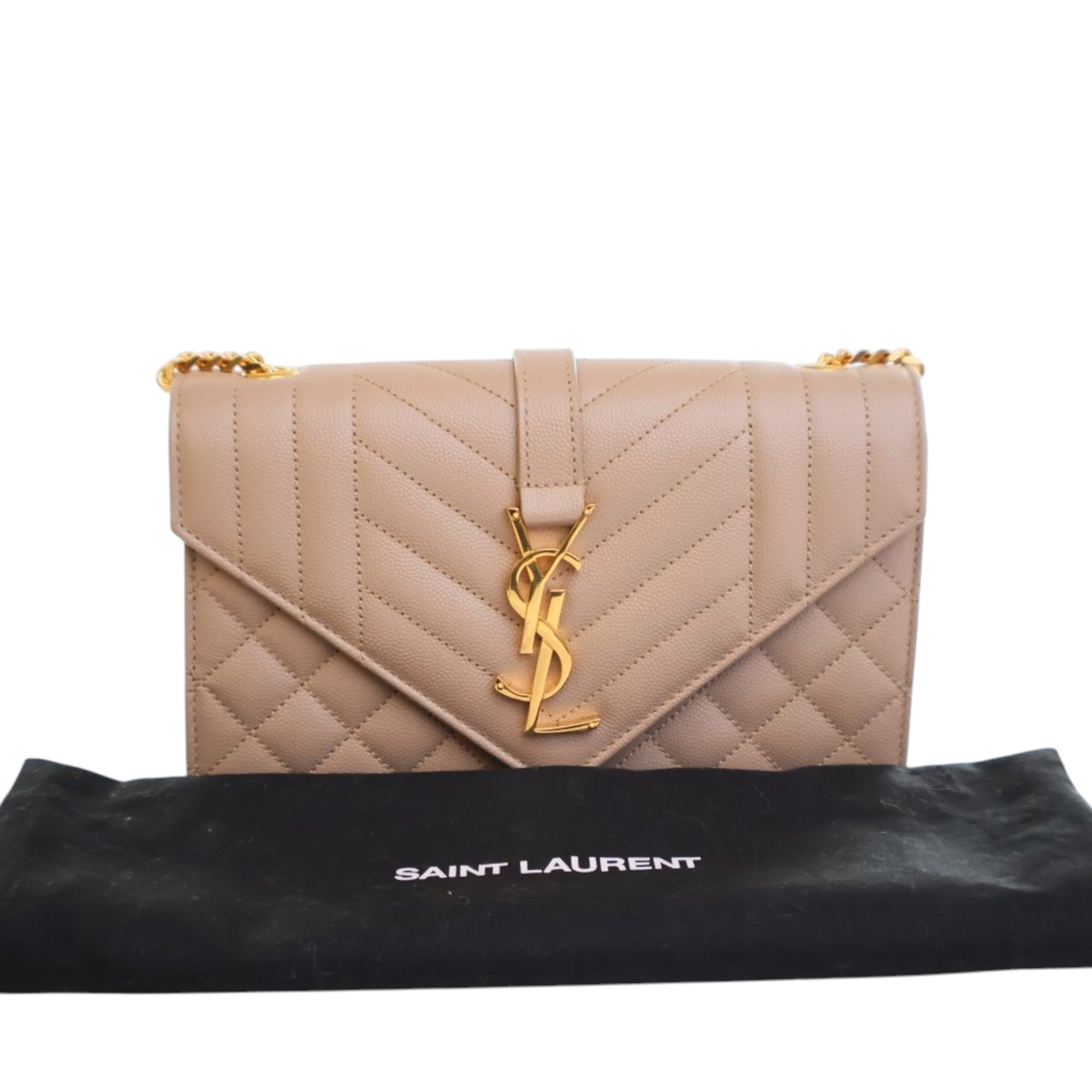 Saint Laurent Small Grain De Poudre Triquilt Monogram Envelope Bag - image 10