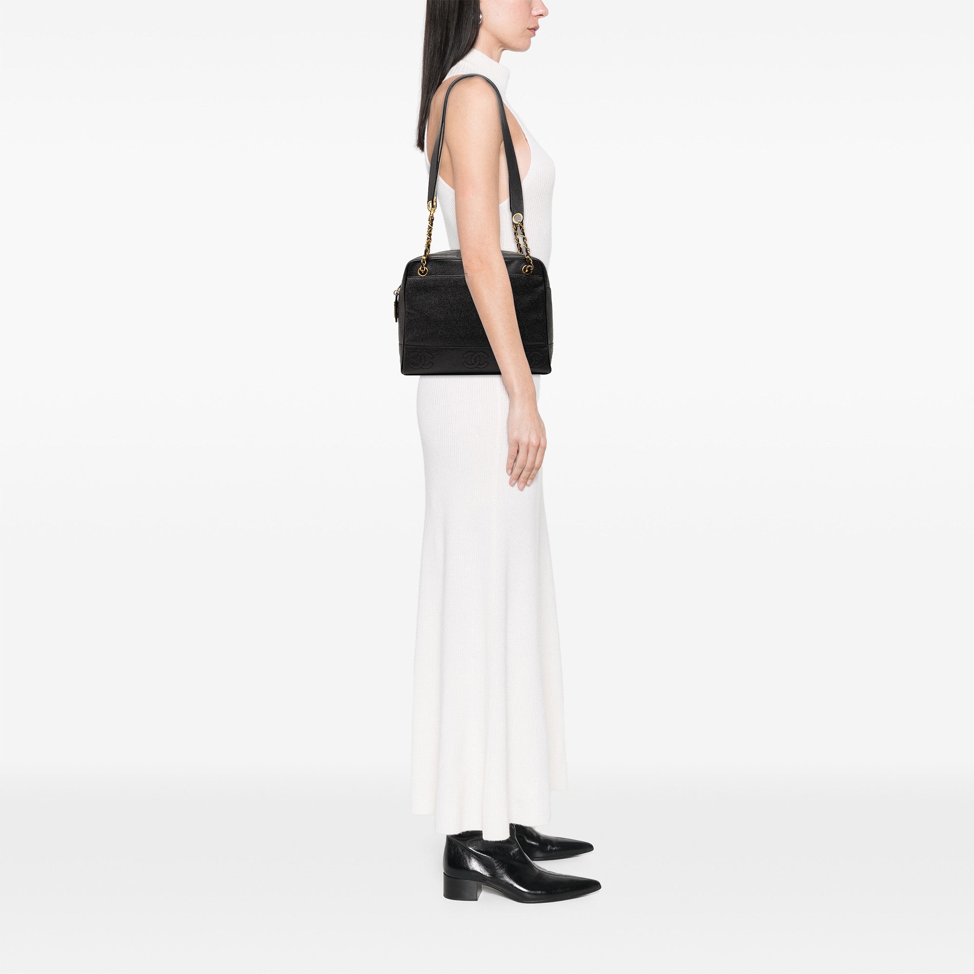 Chanel Triple CC Caviar Zip Tote - image 7