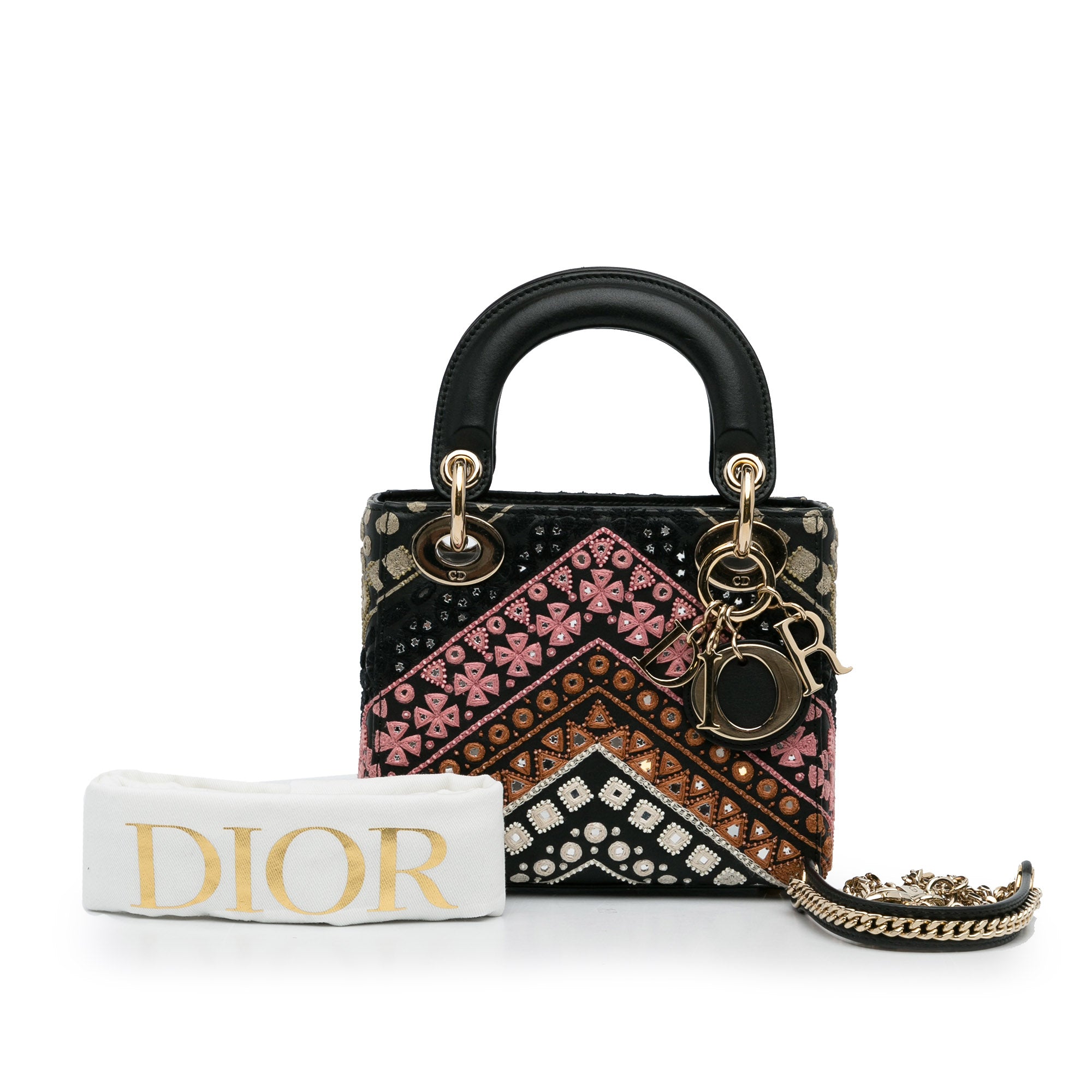 Dior Mini Calfskin Embroidered Lady Dior - image 15