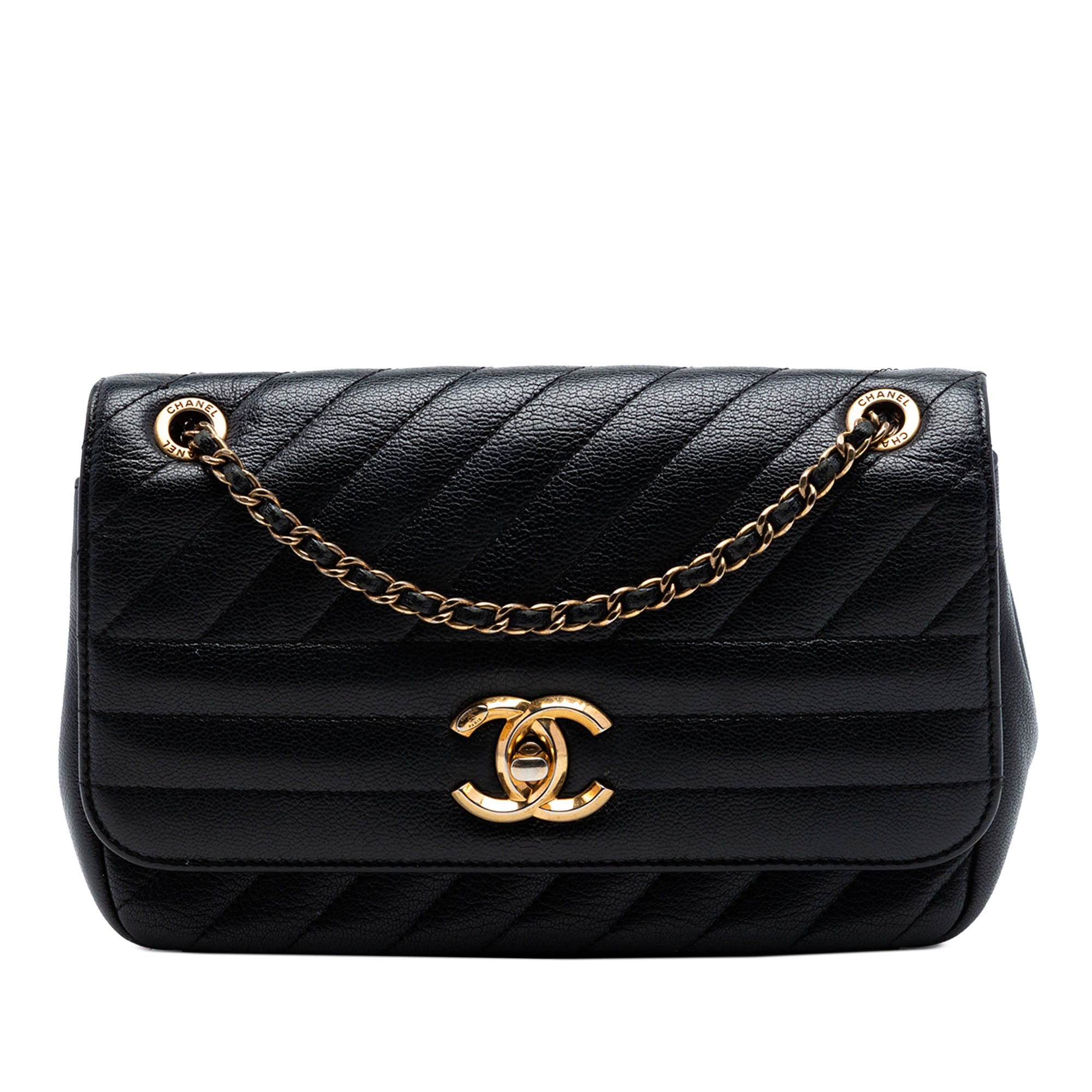 Chanel Small CC Diagonal Quilted Goatskin Flap - image 1