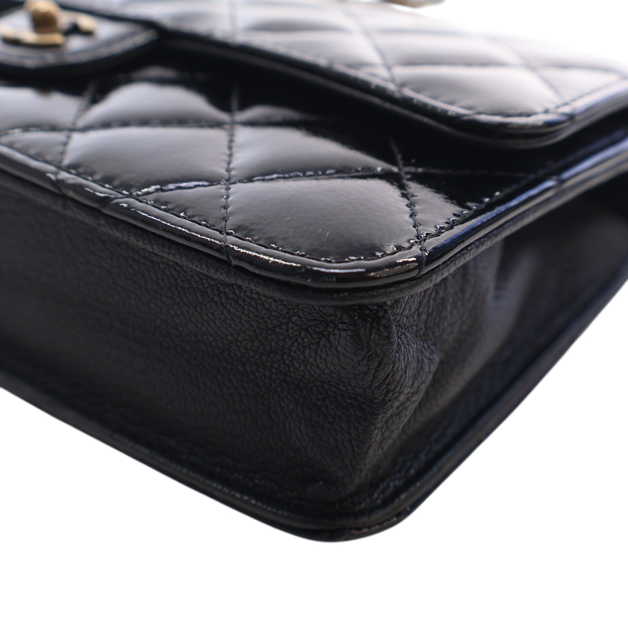 Chanel Quilted Patent and Goatskin CC Eyelet Wallet On Chain - image 11