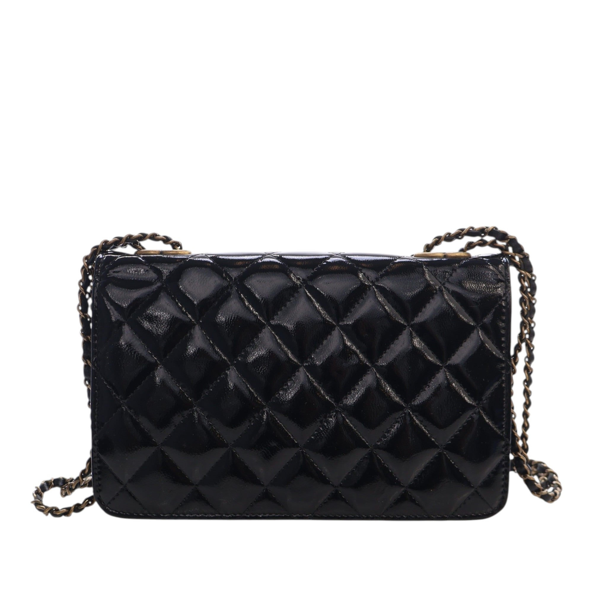 Chanel Quilted Patent and Goatskin CC Eyelet Wallet On Chain - image 4