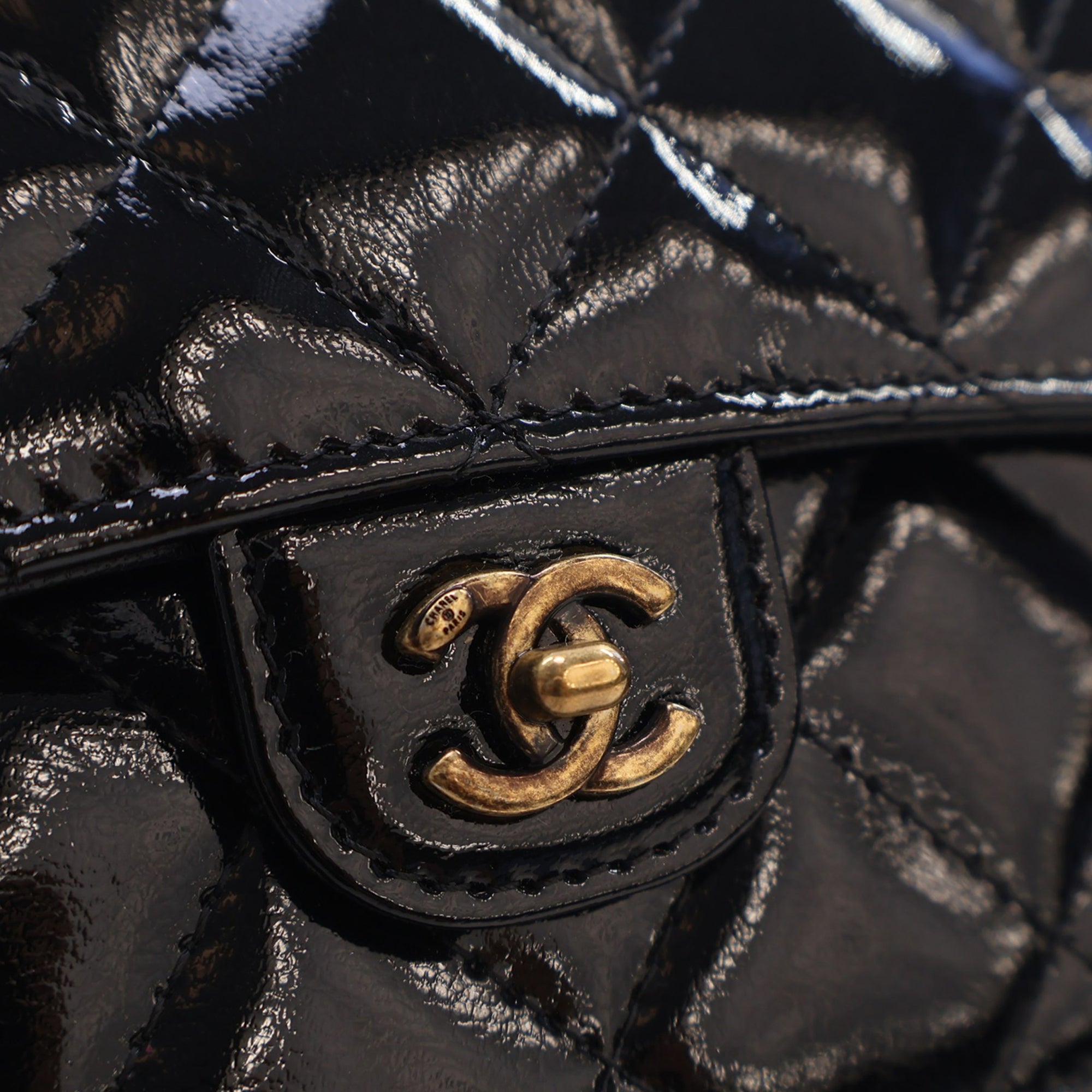 Chanel Quilted Patent and Goatskin CC Eyelet Wallet On Chain - image 7