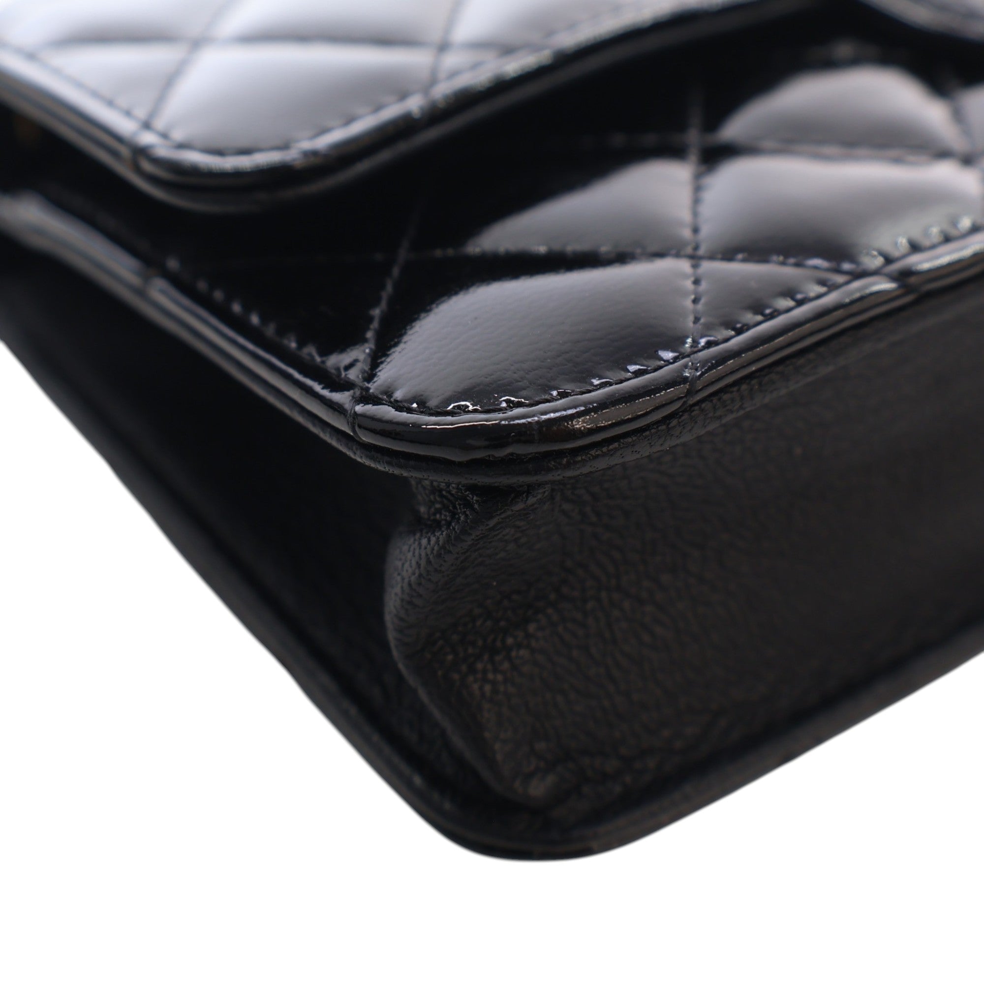Chanel Quilted Patent and Goatskin CC Eyelet Wallet On Chain - image 9