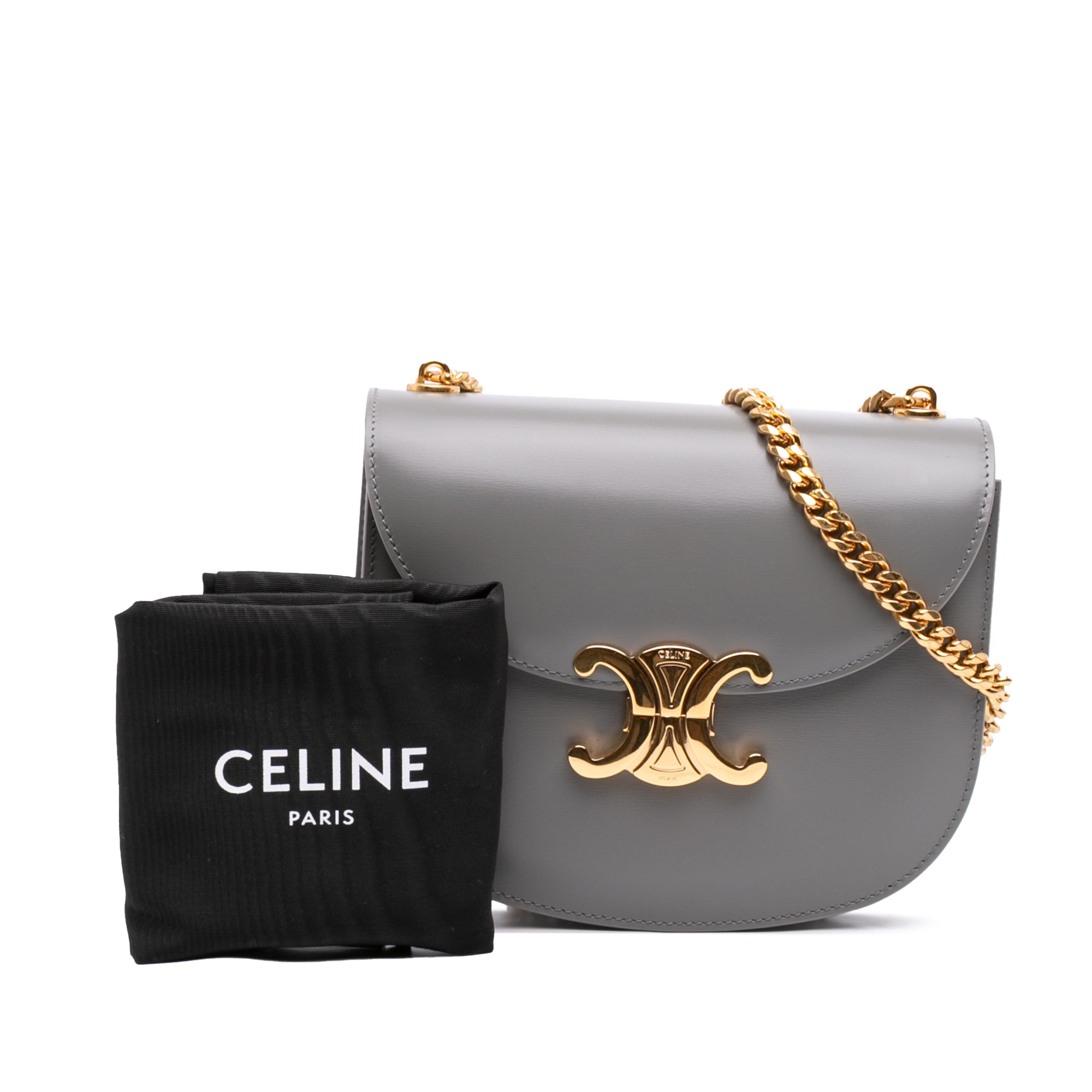 Celine Teen Shiny Calfskin Triomphe Besace Clea Chain Crossbody - image 7