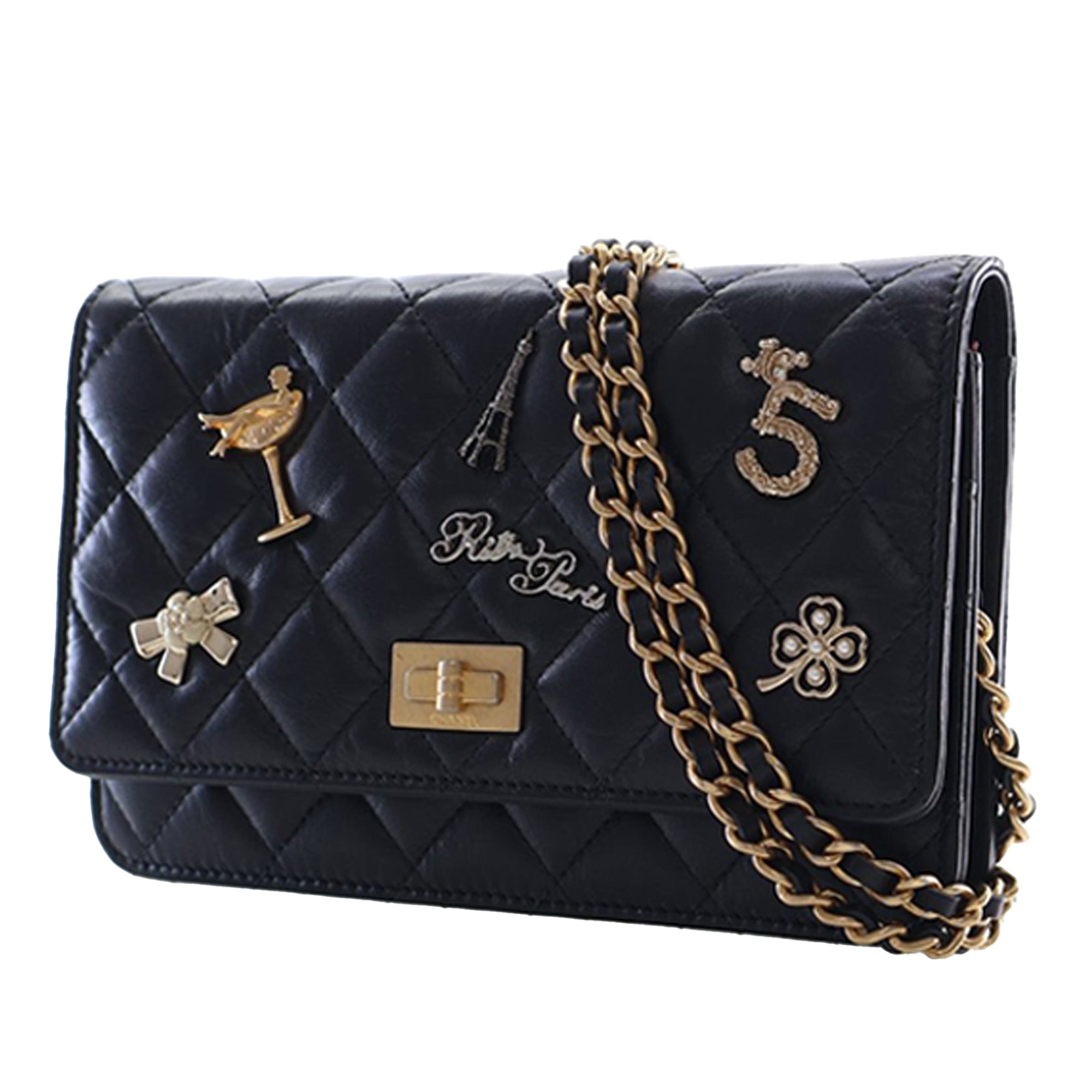 Chanel Quilted Aged Calfskin Reissue 2.55 Lucky Charms Wallet On Chain - image 2