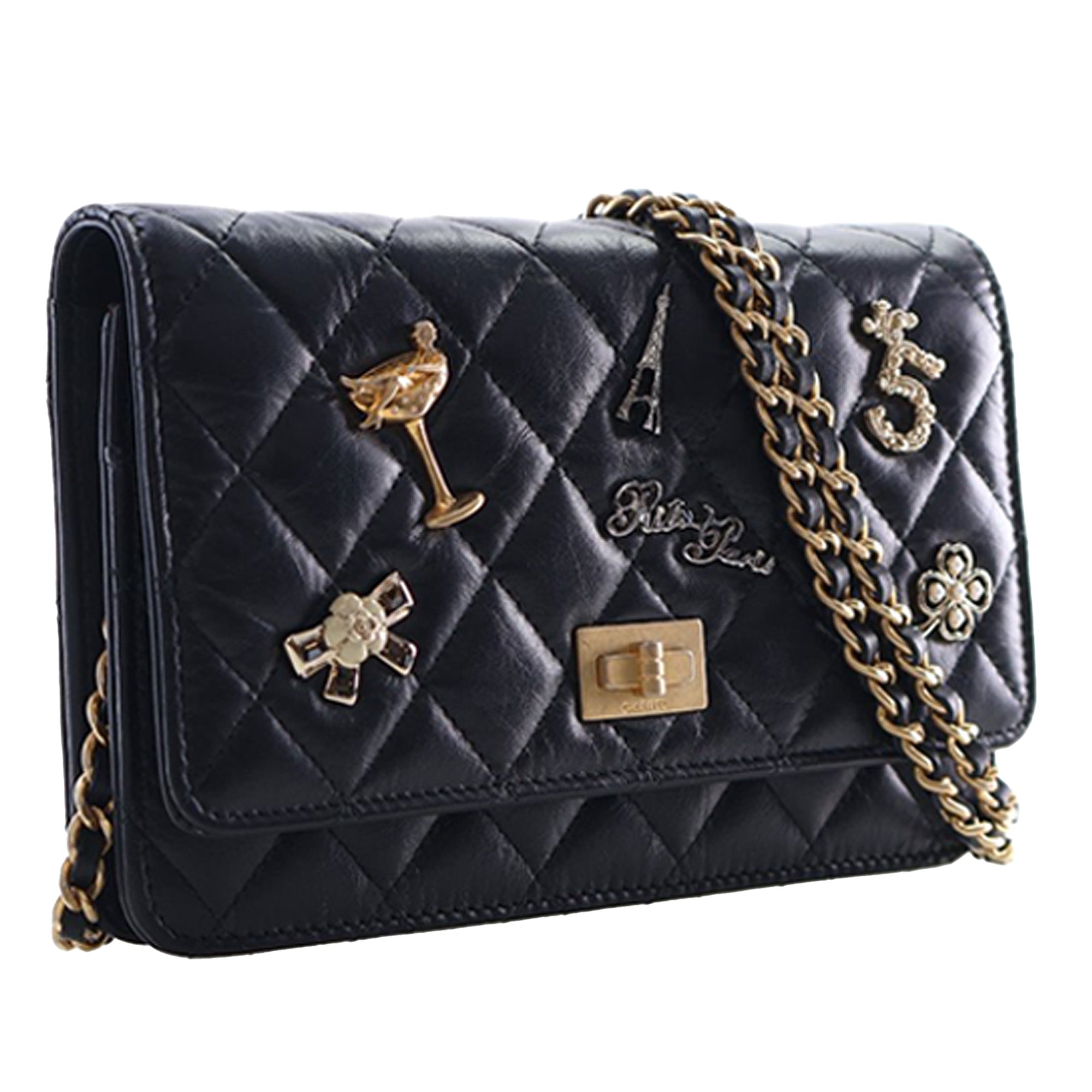 Chanel Quilted Aged Calfskin Reissue 2.55 Lucky Charms Wallet On Chain - image 3