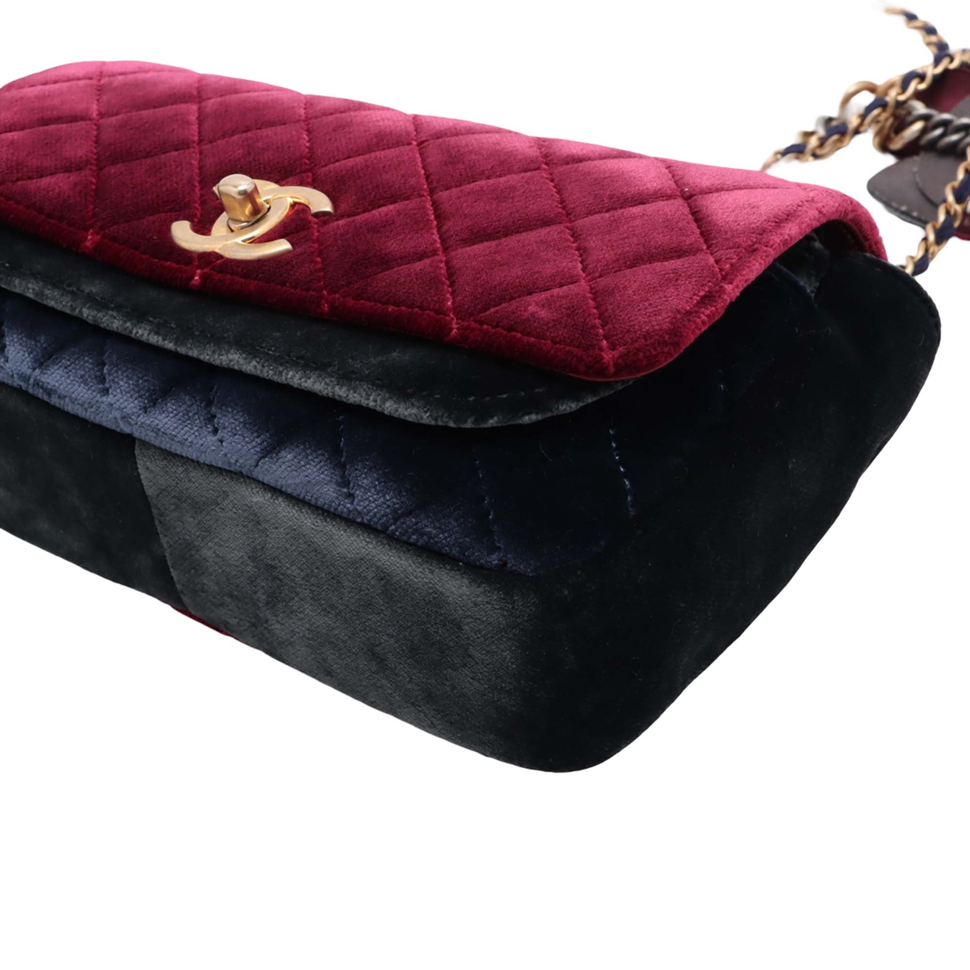 Chanel Paris Cosmopolite Small Tricolor Quilted Velvet Private Affair Camellia Flap - image 9