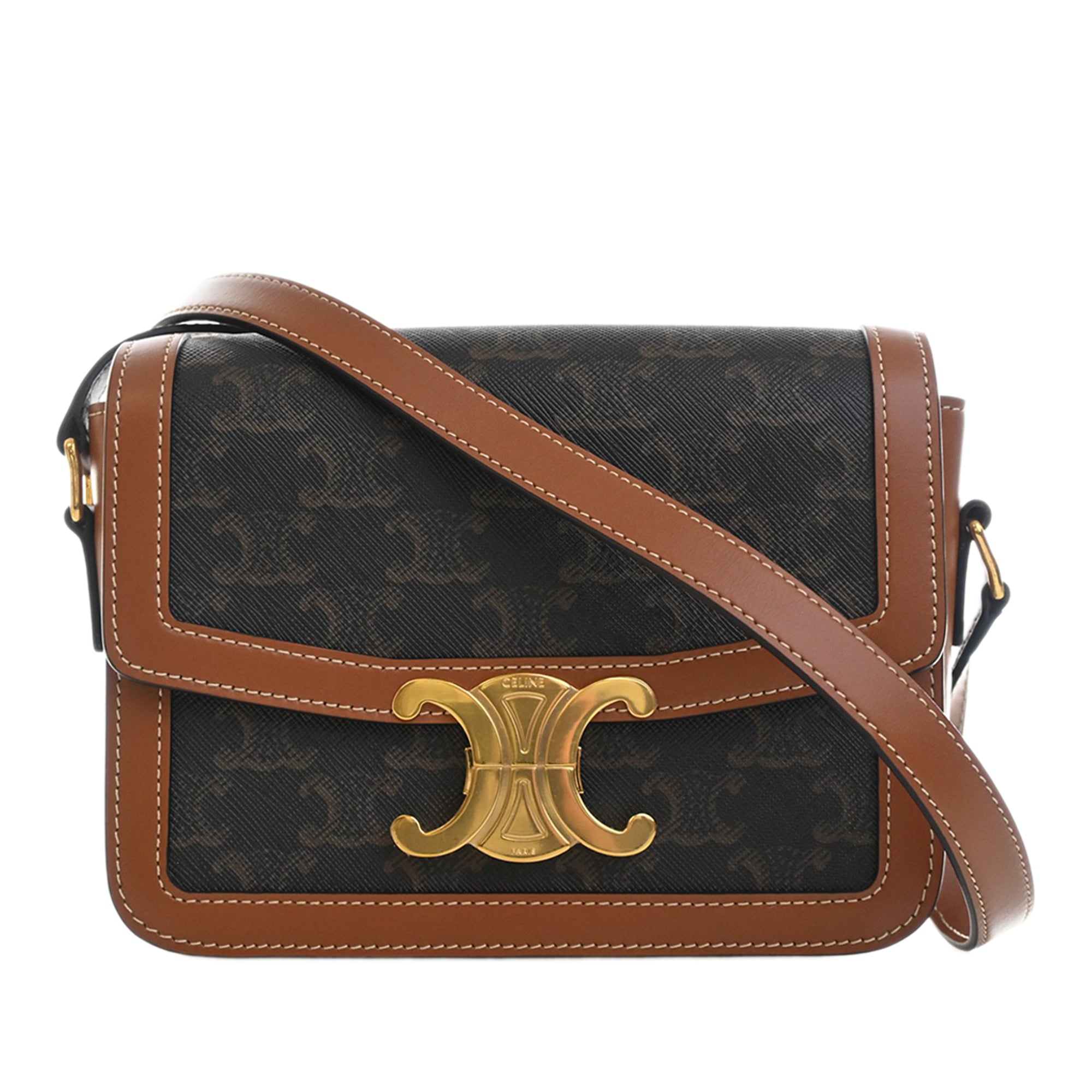 Celine Teen Triomphe Coated Canvas and Calfskin Triomphe Crossbody - image 1