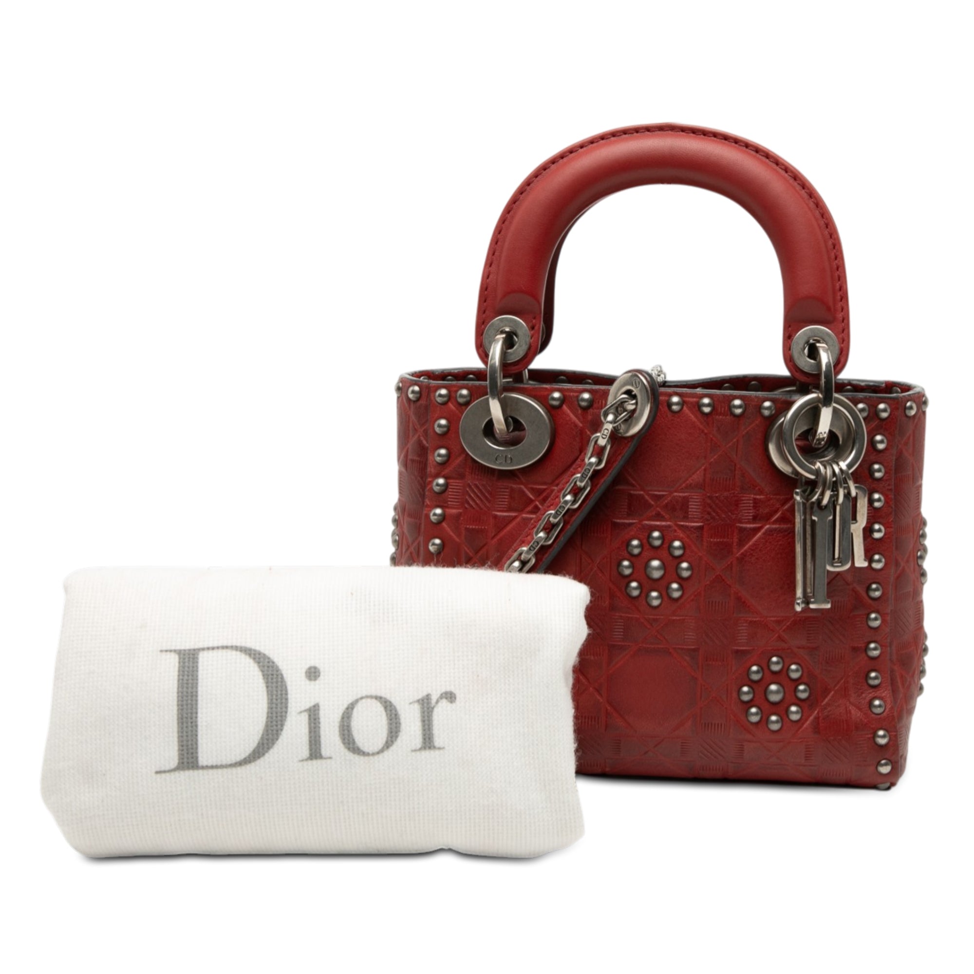 Dior Mini Embossed Calfskin Cannage Studded Flower Lady Dior - image 8