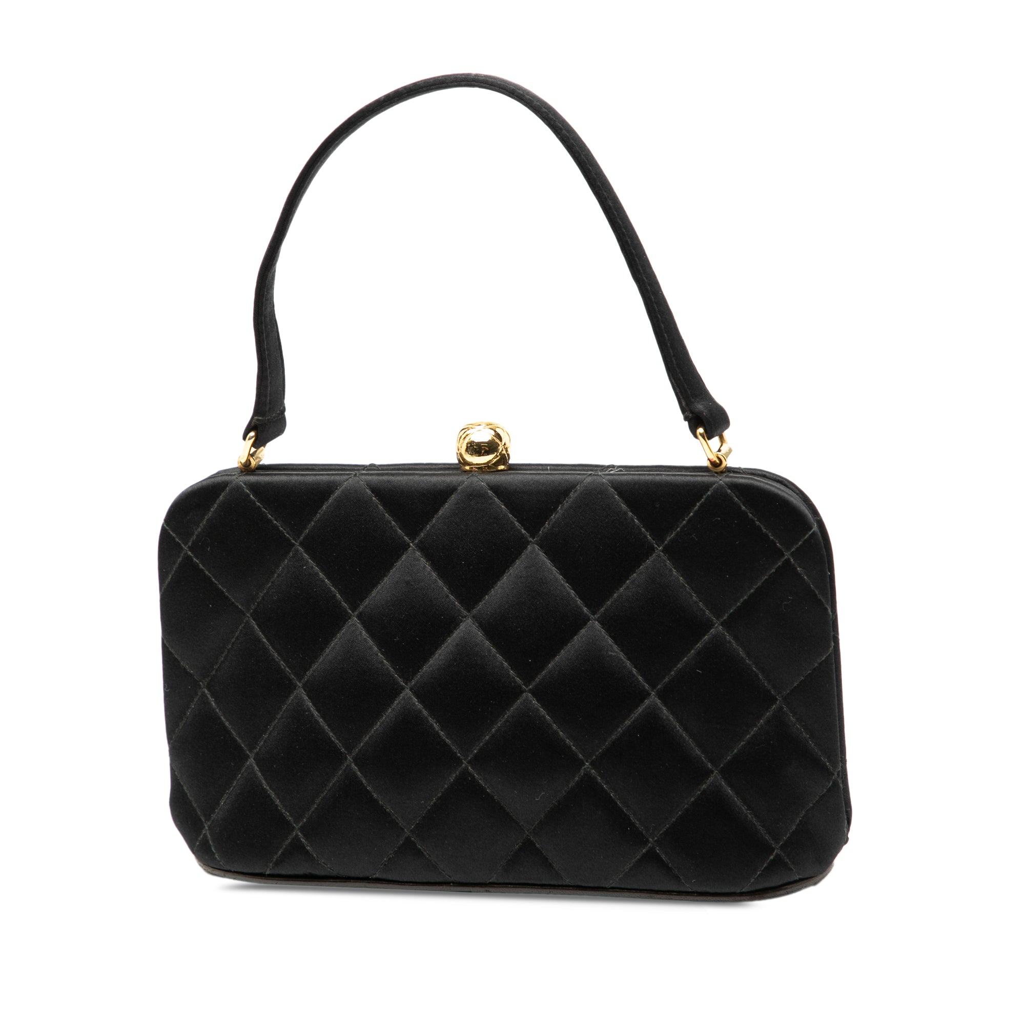 Chanel Quilted Satin Diamond CC Frame Handbag - image 2
