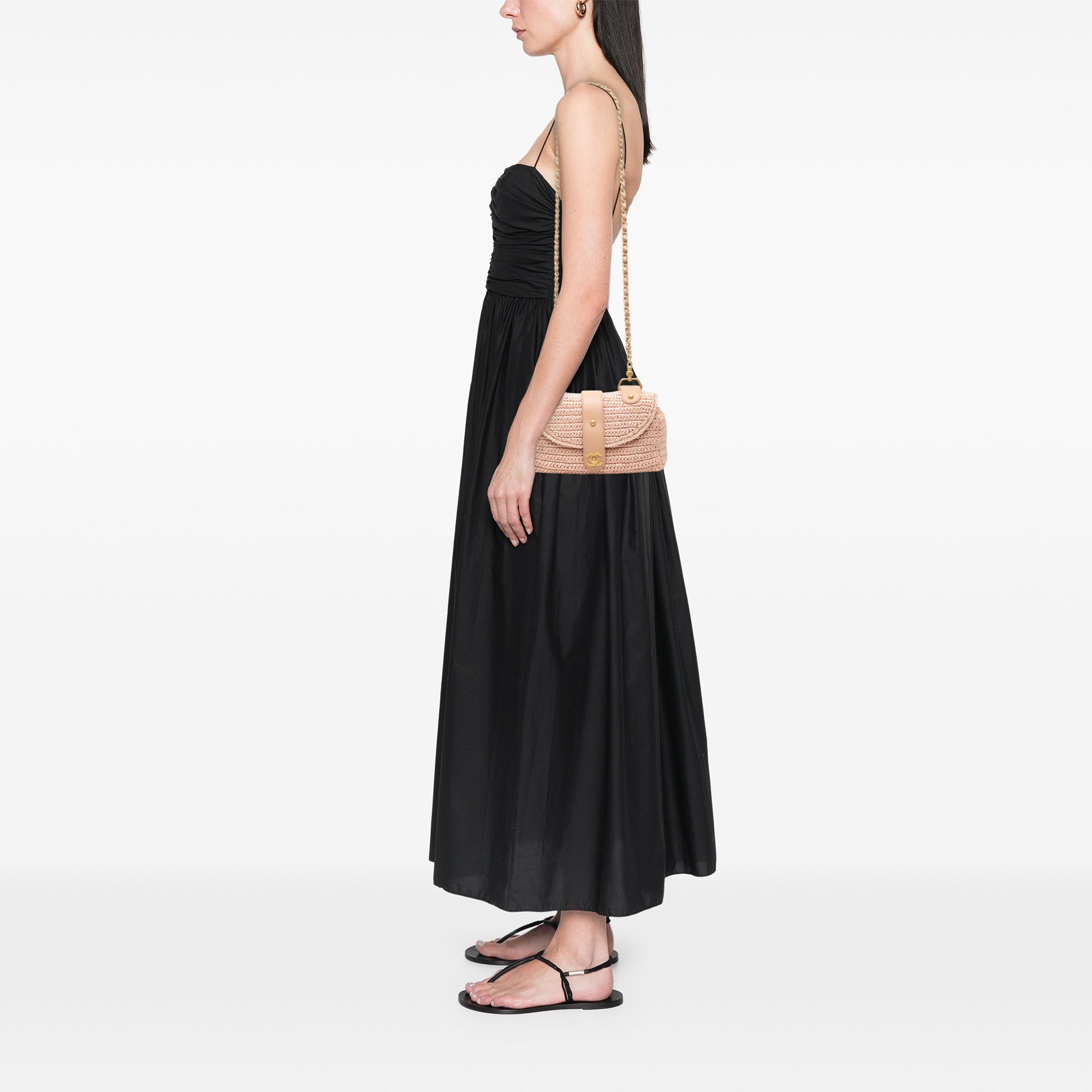 Chanel CC Woven Raffia Flap - image 7