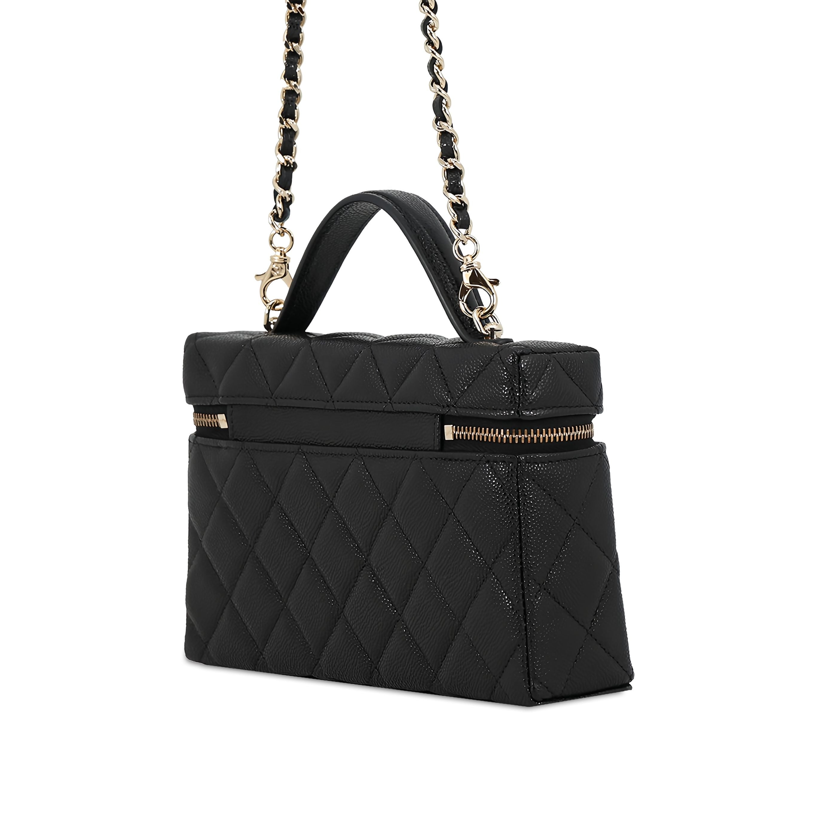 Chanel Mini CC Quilted Caviar Slim Vanity Case with Chain - image 2