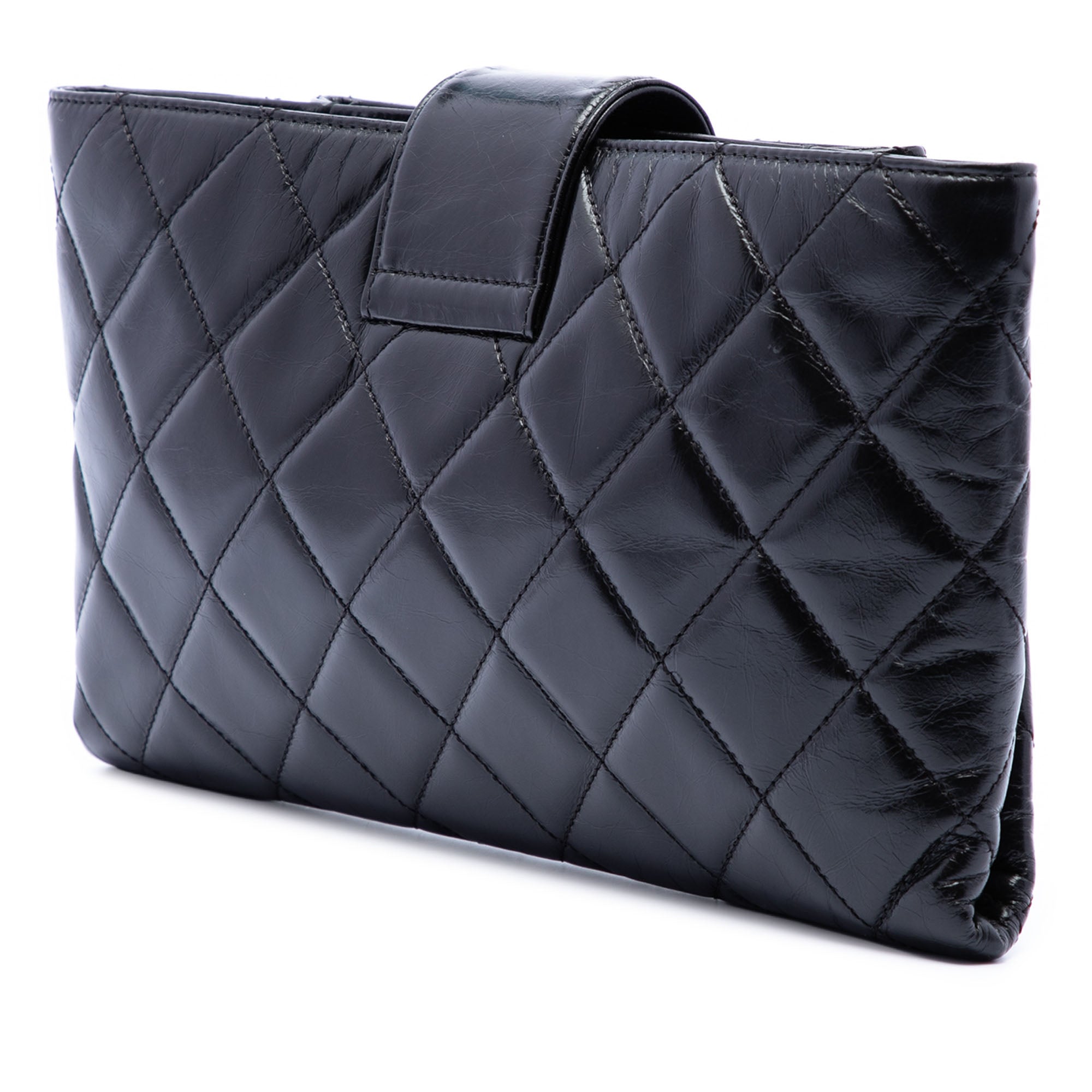 Chanel Quilted Glazed Calfskin Coco Pleats Chain Clutch - image 2