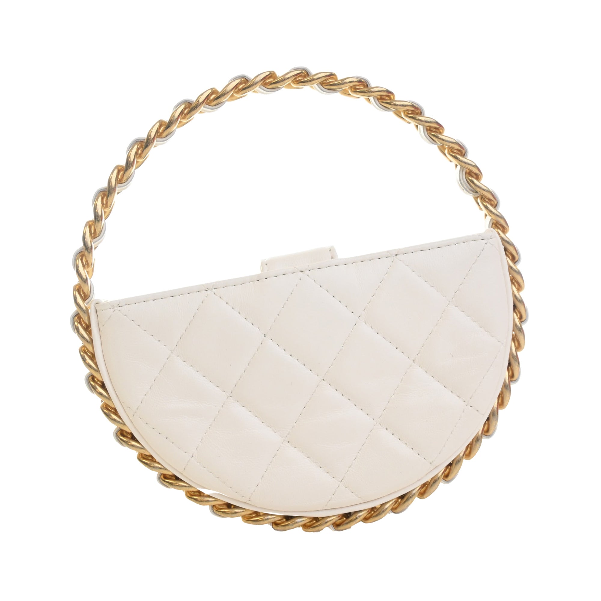 Chanel Mini Lambskin Round Camellia Clutch - image 4