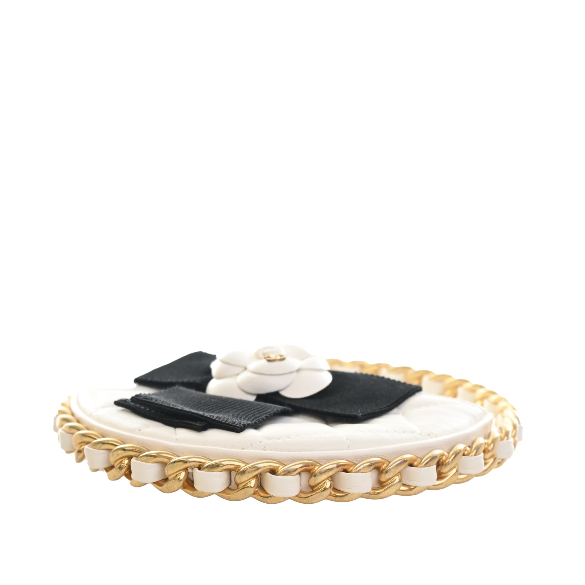 Chanel Mini Lambskin Round Camellia Clutch - image 6