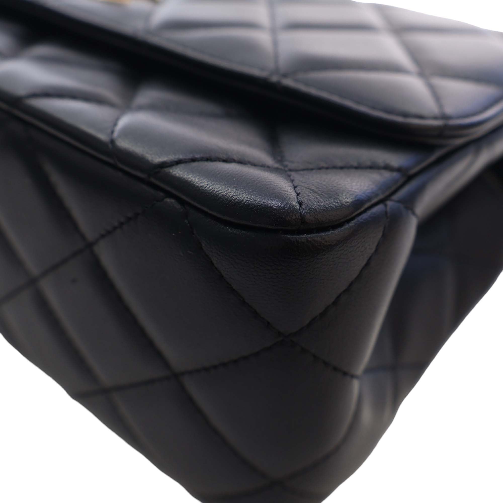 Chanel CC Quilted Lambskin Metal Twist Top Handle Flap - image 12