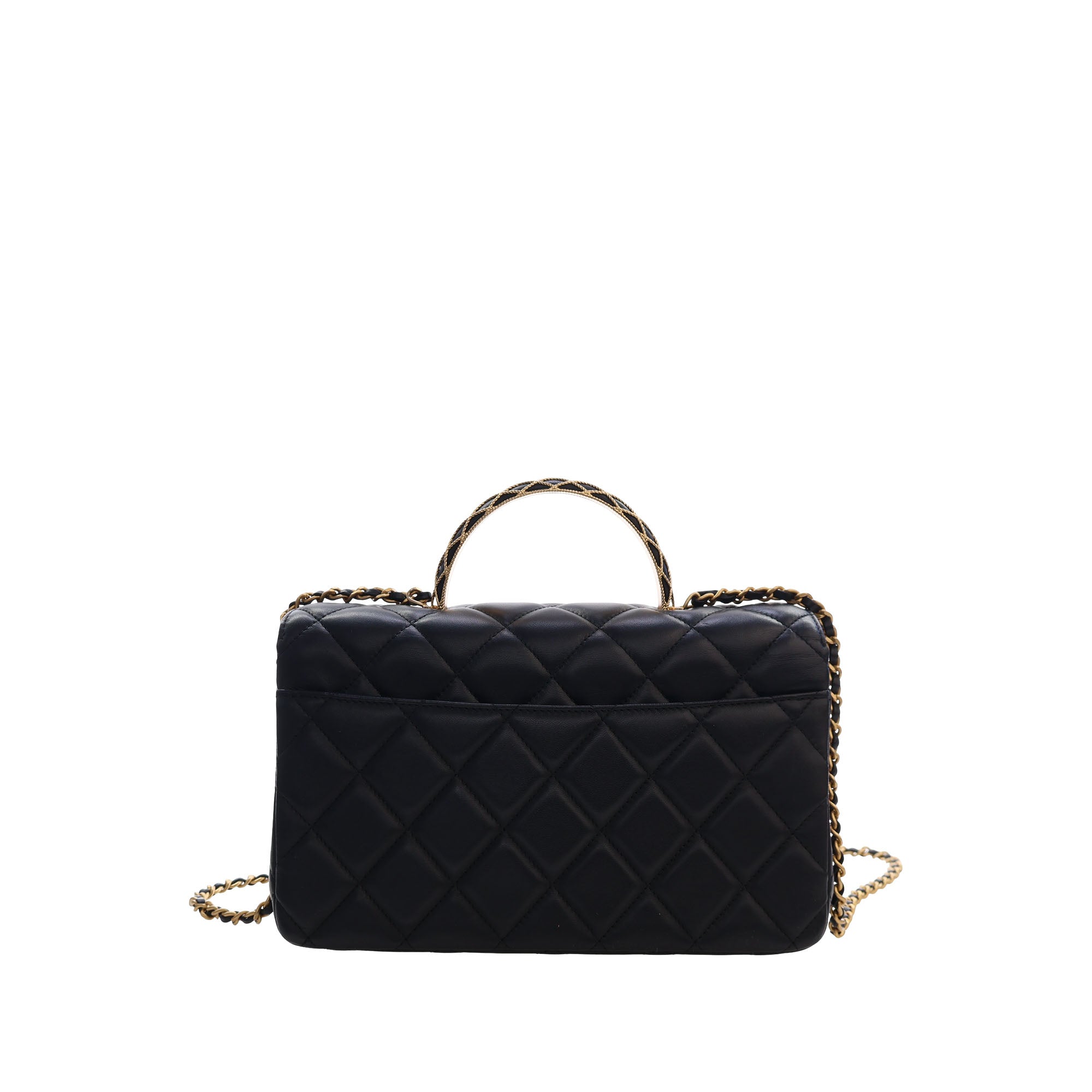 Chanel CC Quilted Lambskin Metal Twist Top Handle Flap - image 2