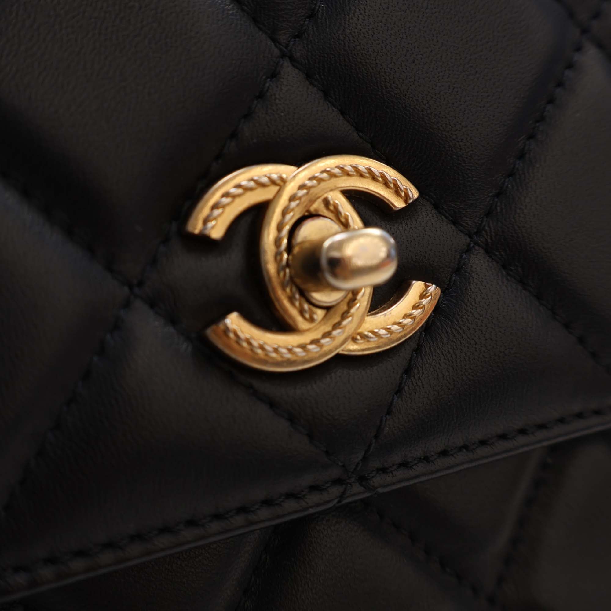 Chanel CC Quilted Lambskin Metal Twist Top Handle Flap - image 4