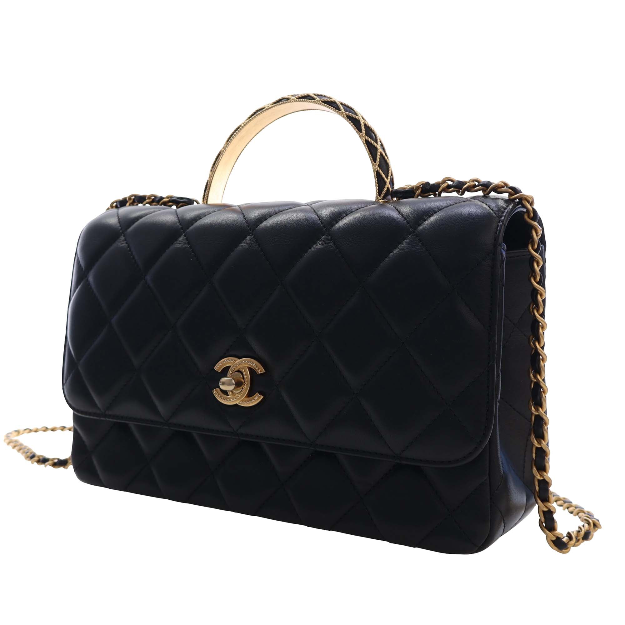 Chanel CC Quilted Lambskin Metal Twist Top Handle Flap - image 7