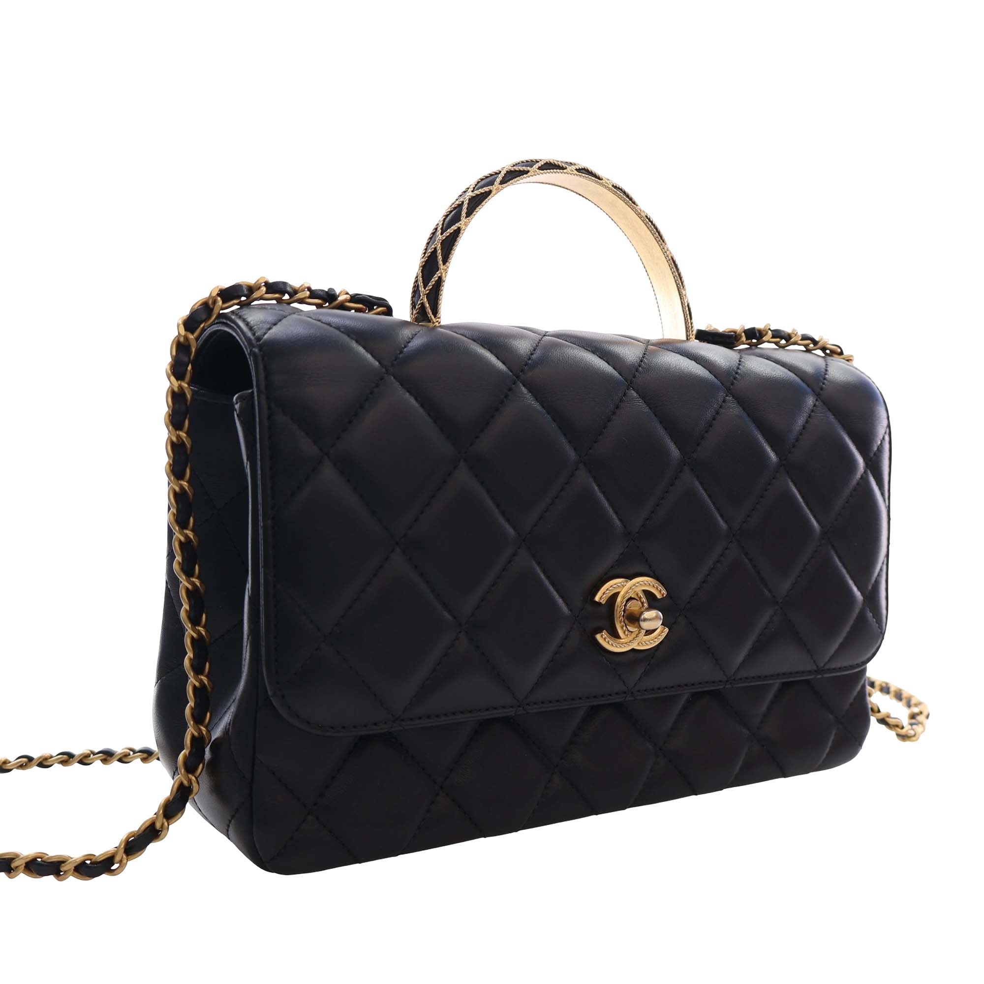 Chanel CC Quilted Lambskin Metal Twist Top Handle Flap - image 8