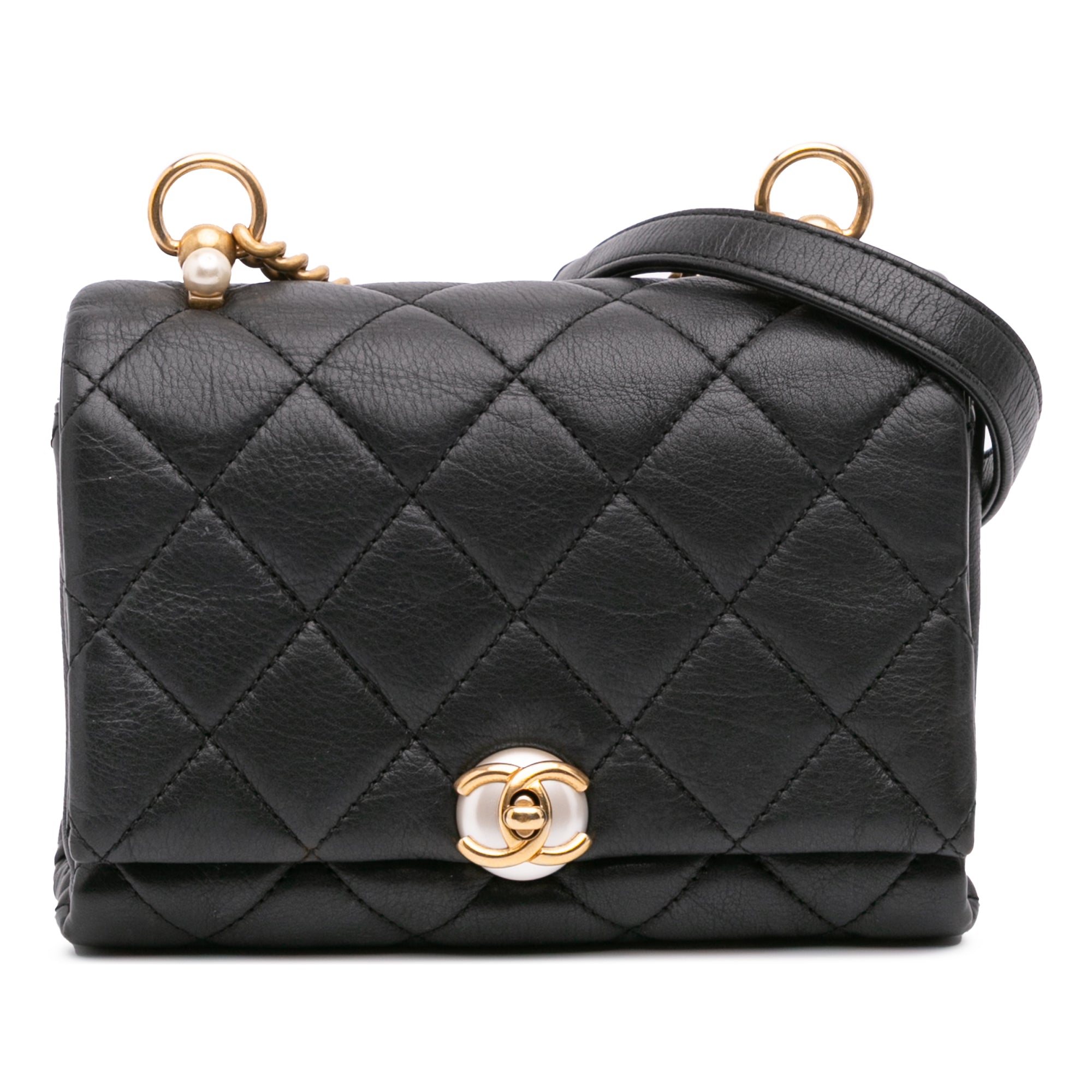 Chanel Mini Quilted Calfskin Pearl CC Accordion Flap - image 1