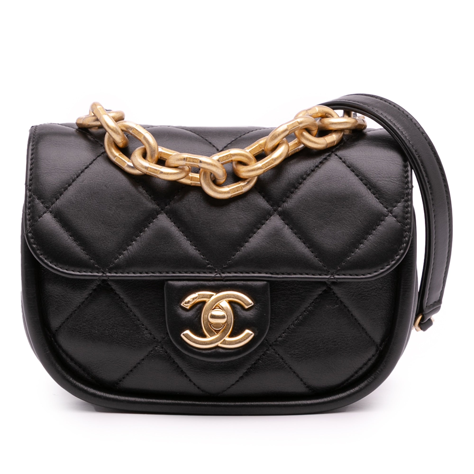 Chanel Mini CC Quilted Calfskin Round Moon Messenger Flap - image 1