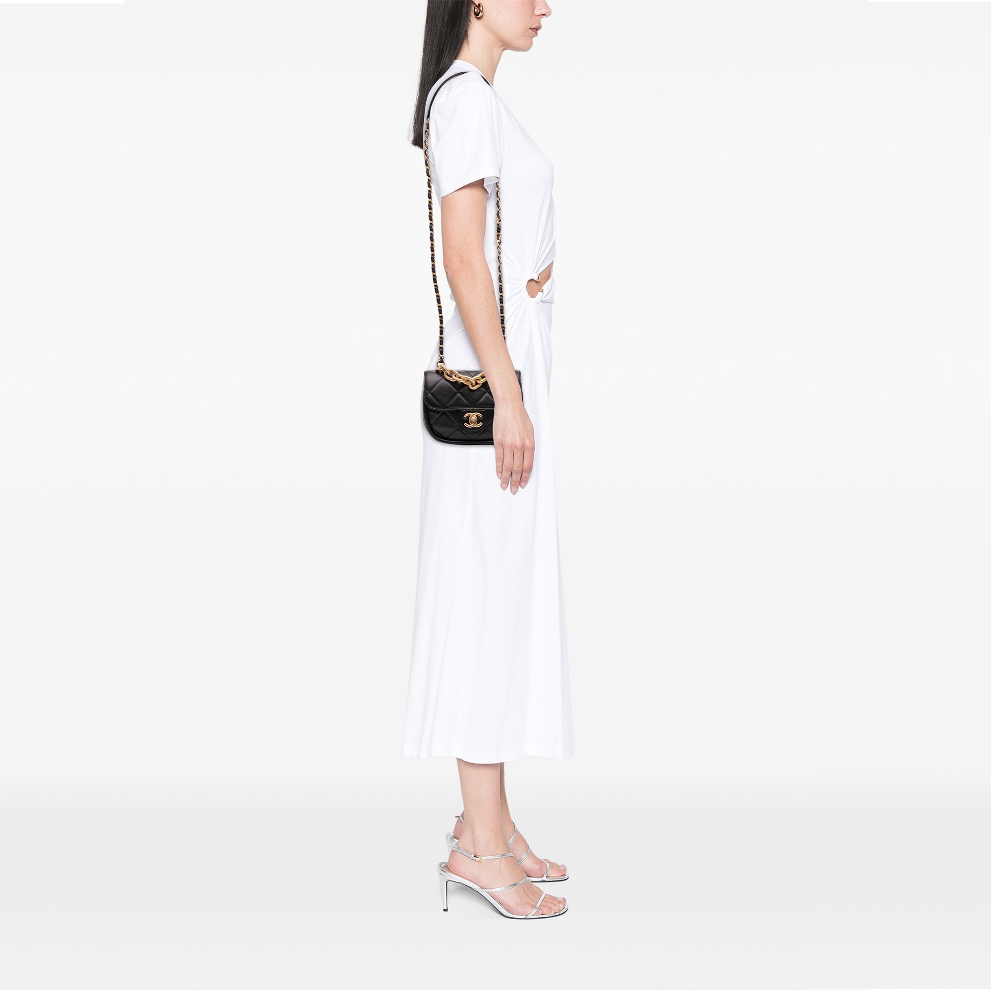 Chanel Mini CC Quilted Calfskin Round Moon Messenger Flap - image 13