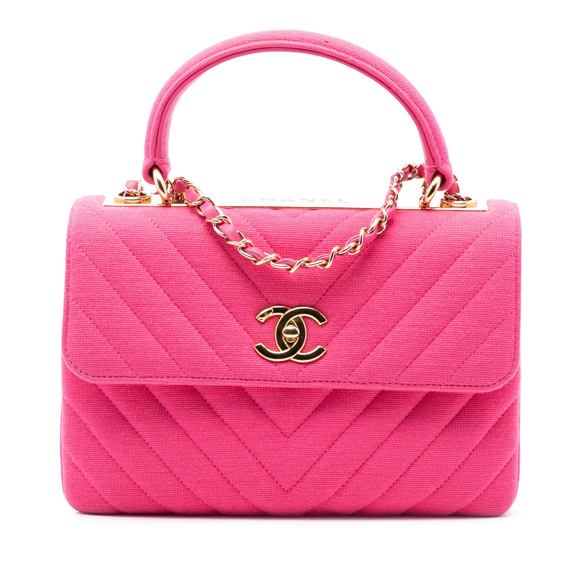 Chanel Small Chevron Jersey Trendy CC Top Handle Flap - image 1