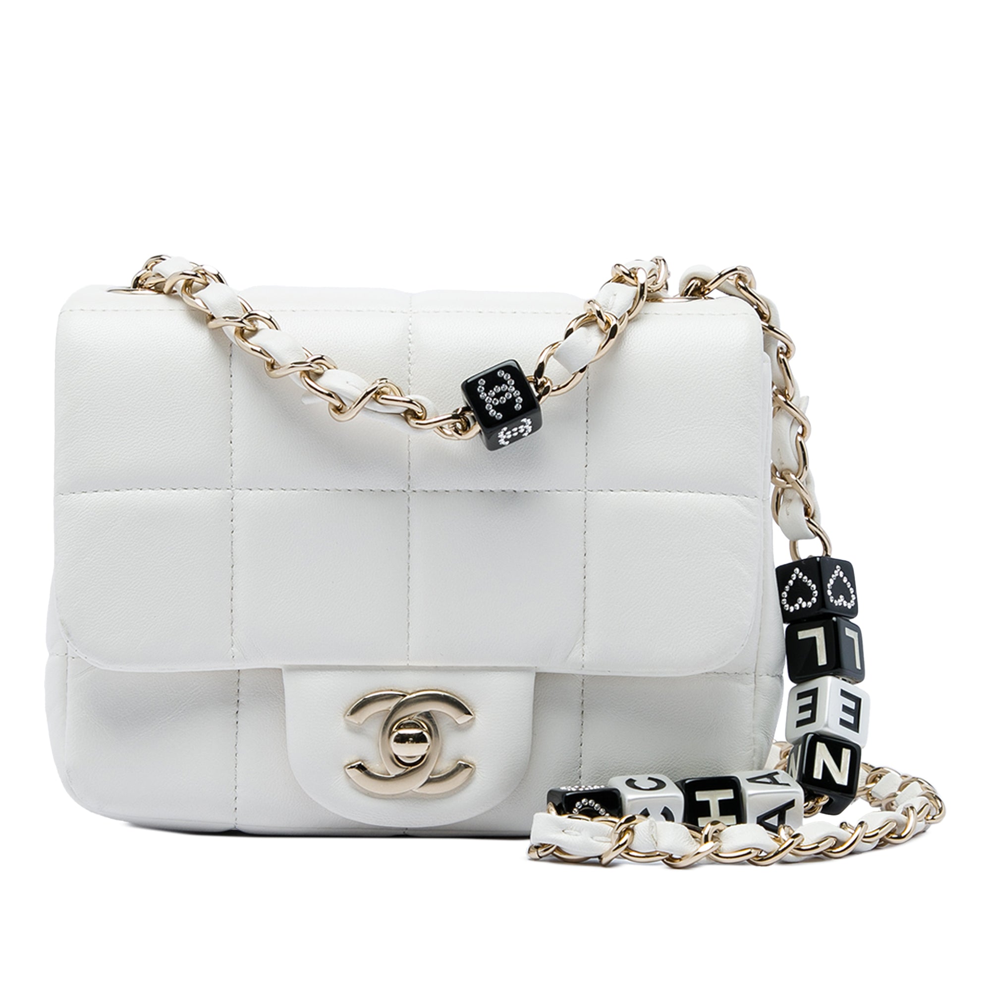 Chanel Mini Quilted Lambskin Resin Crystal Square Monacoco Flap - image 1